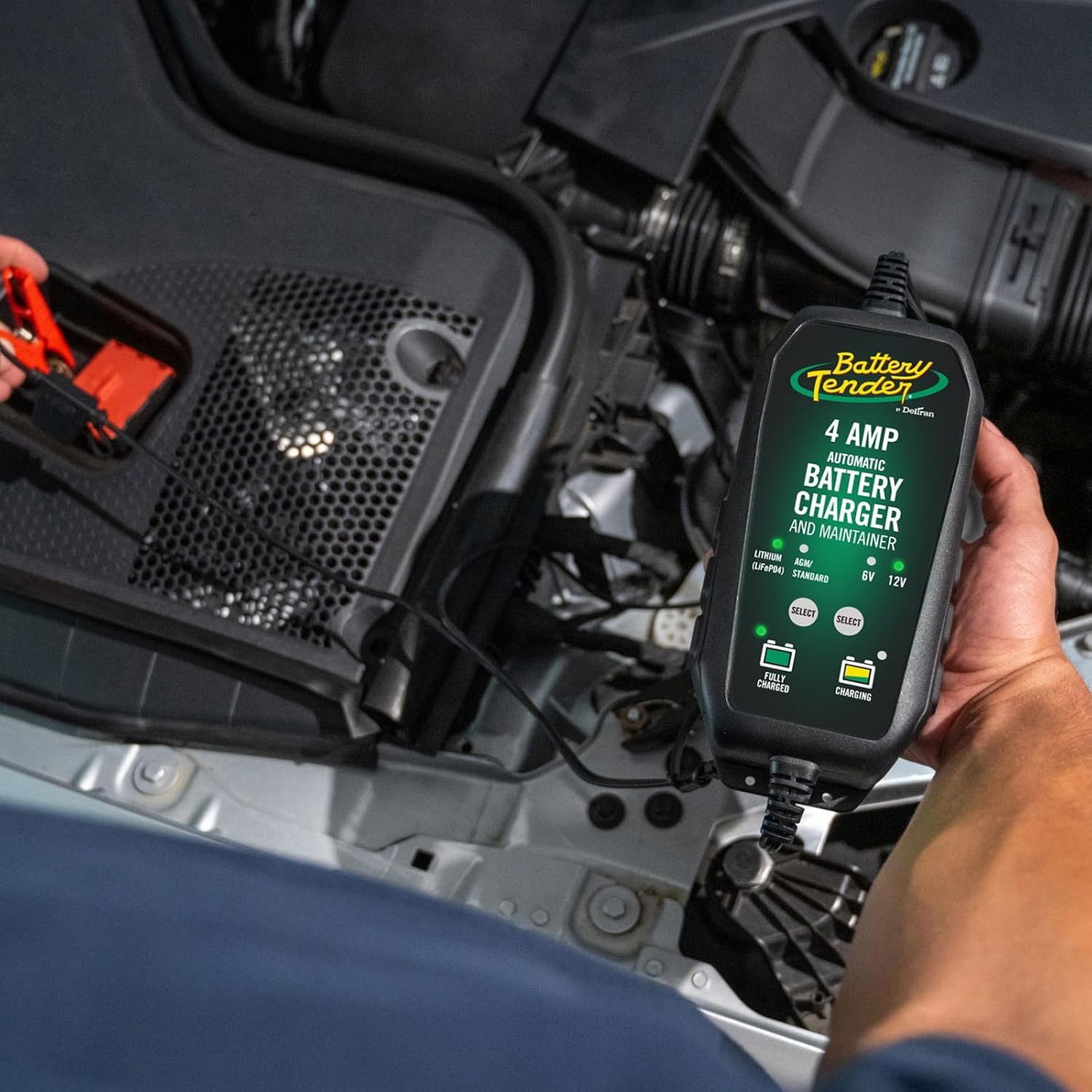 Battery Tender 4 AMP Battery Charger and Maintainer - Automotive Switchable 12V or 6V Smart Automatic for Cars SUVs and Trucks - Lead Acid, AGM, Gel
