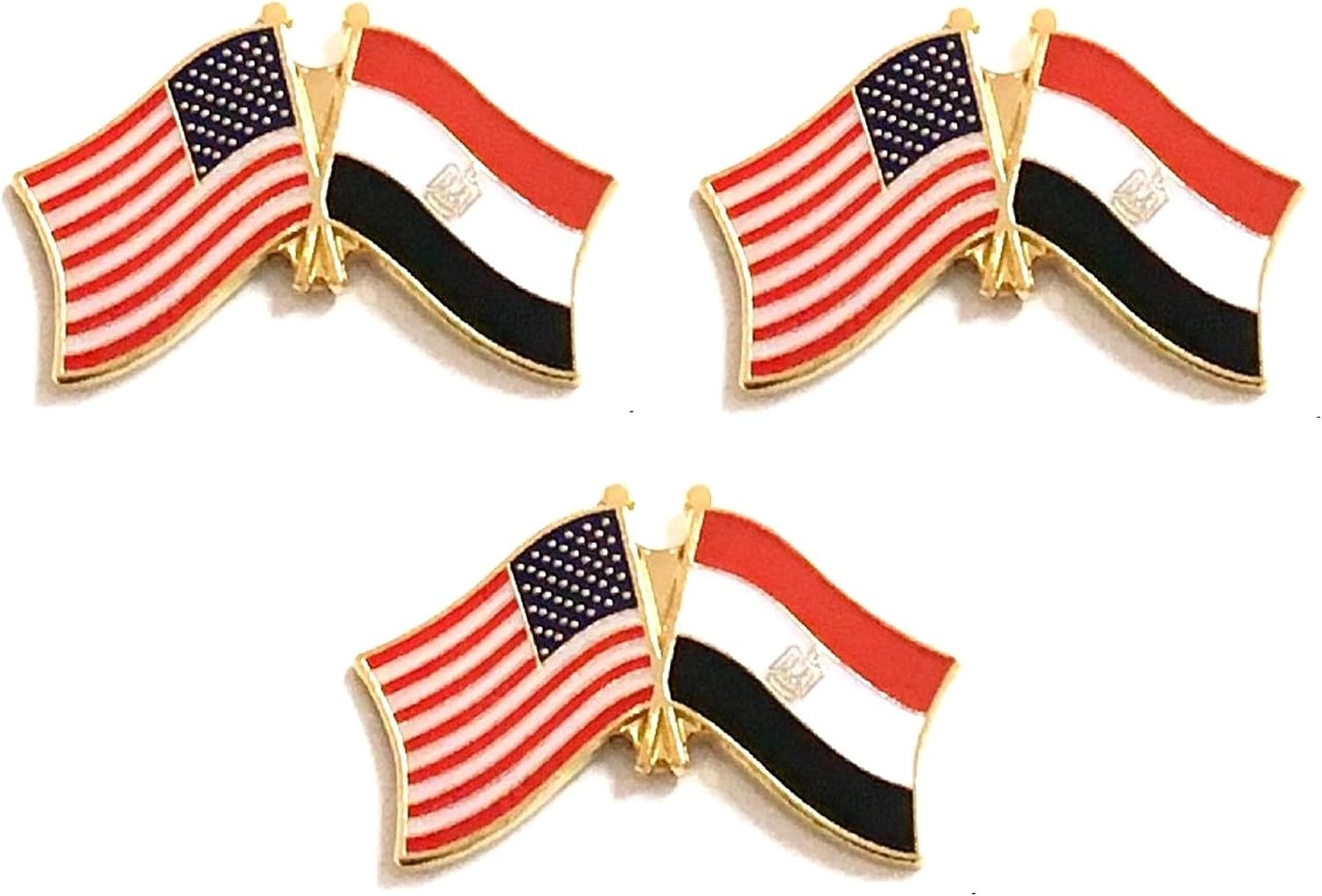 3 National Country Flag Crossed Enamel Flag Pins Pack of 3 Friendship Double Flags
