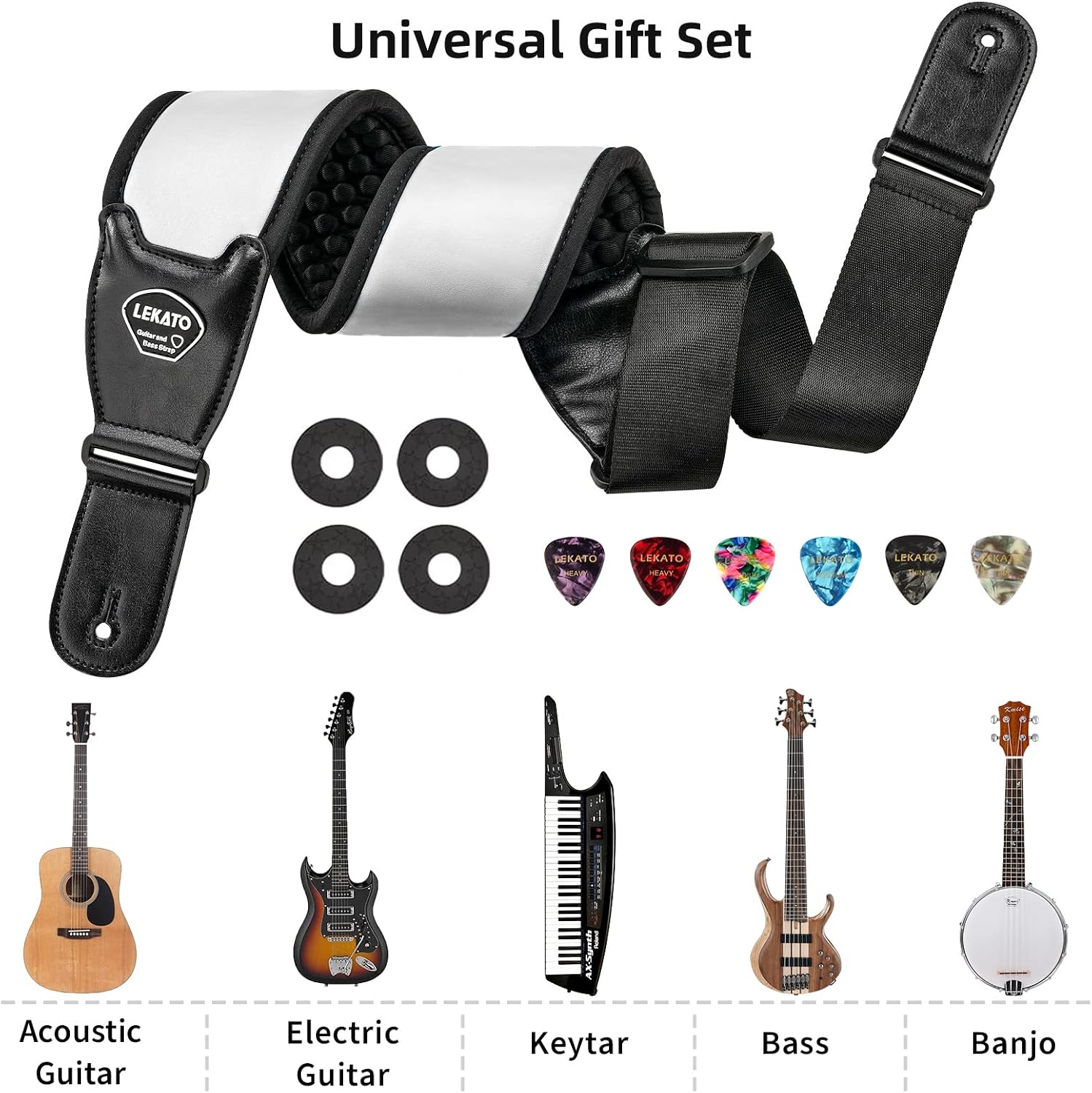 LEKATO Guitar Straps for Electric Guitar Bass