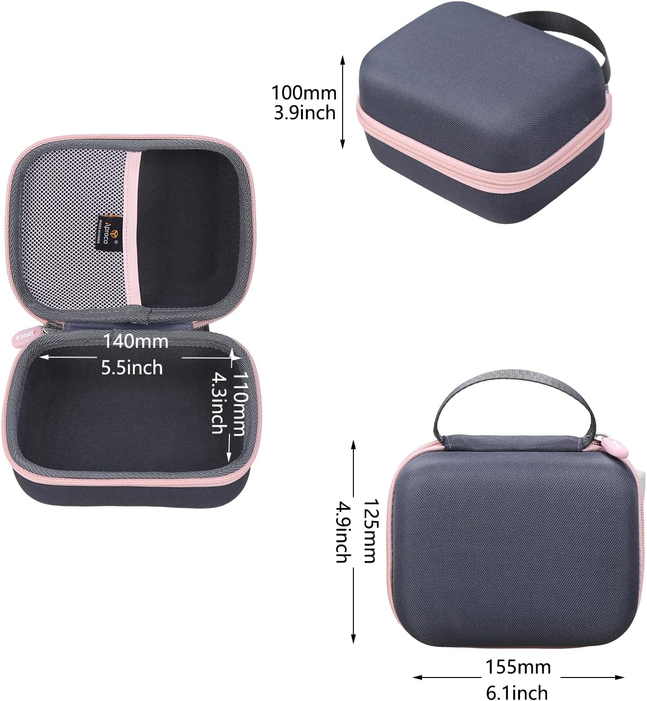 Aproca Case Compatible with Cricut EasyPress Mini Heat Press, Storage Portable Bag for Machine and Accessories -Black with Red Zipper (Case Only)