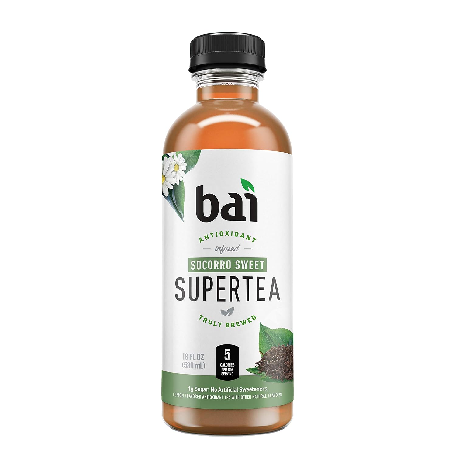 Bai Iced Tea, Narino Peach, Antioxidant Infused Supertea, Crafted with Real Tea (Black Tea, White Tea), 18 Fluid Ounce Bottles, 12 count