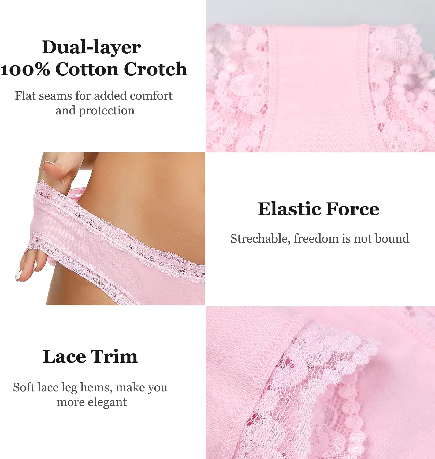 Women’s Underwear Soft Breathable Cotton Brief Ladies Panties 5-Pack