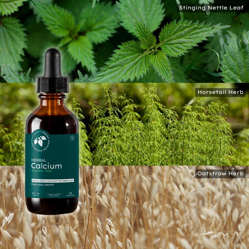 Mountain Meadow Herbs Herbal Calcium – Vegan Liquid Calcium Supplement for Bone & Teeth Support, High Absorption Plant-Based Formula for Adults & Kids - 2 oz