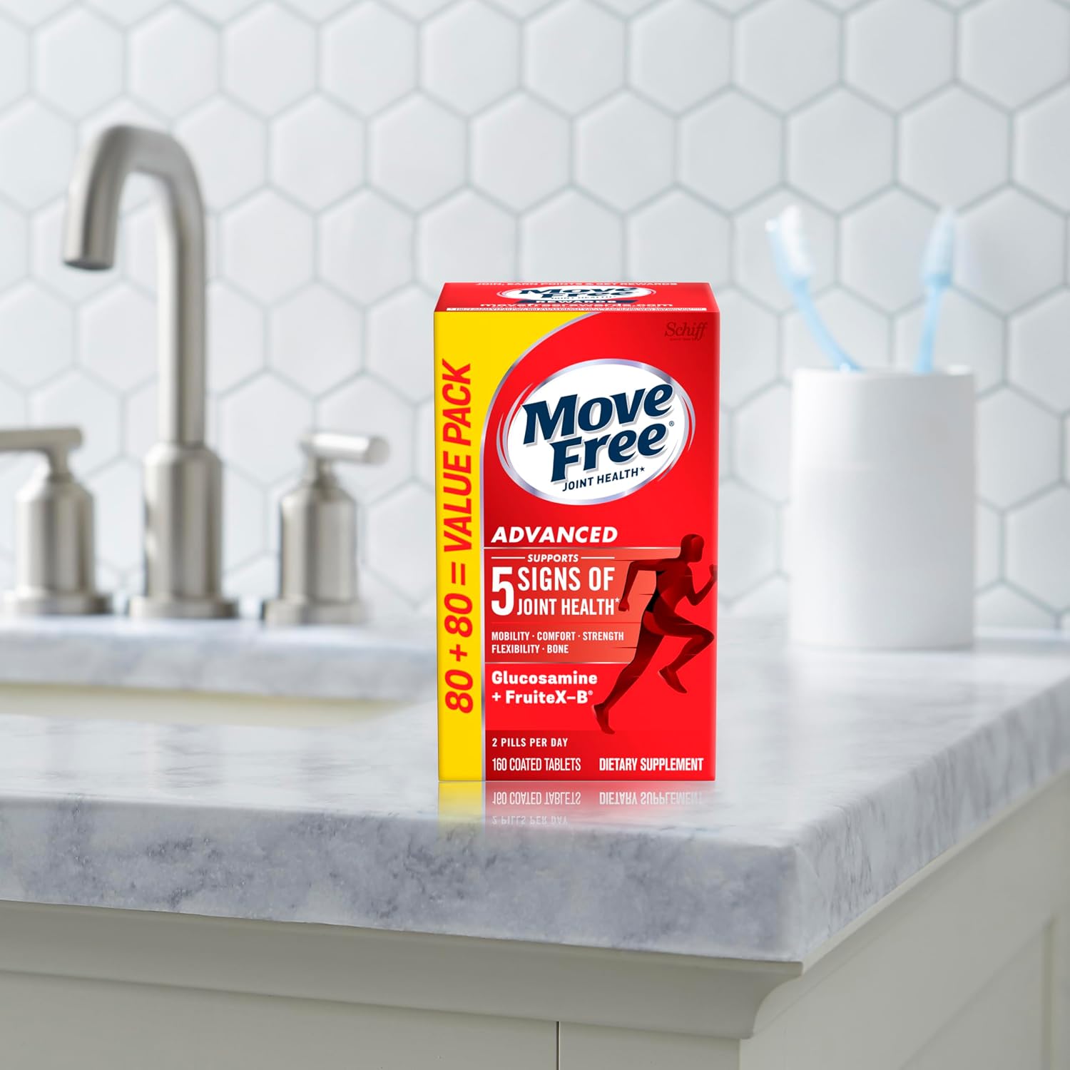 Move Free Advanced Glucosamine Chondroitin + Calcium Fructoborate Joint Support Supplement