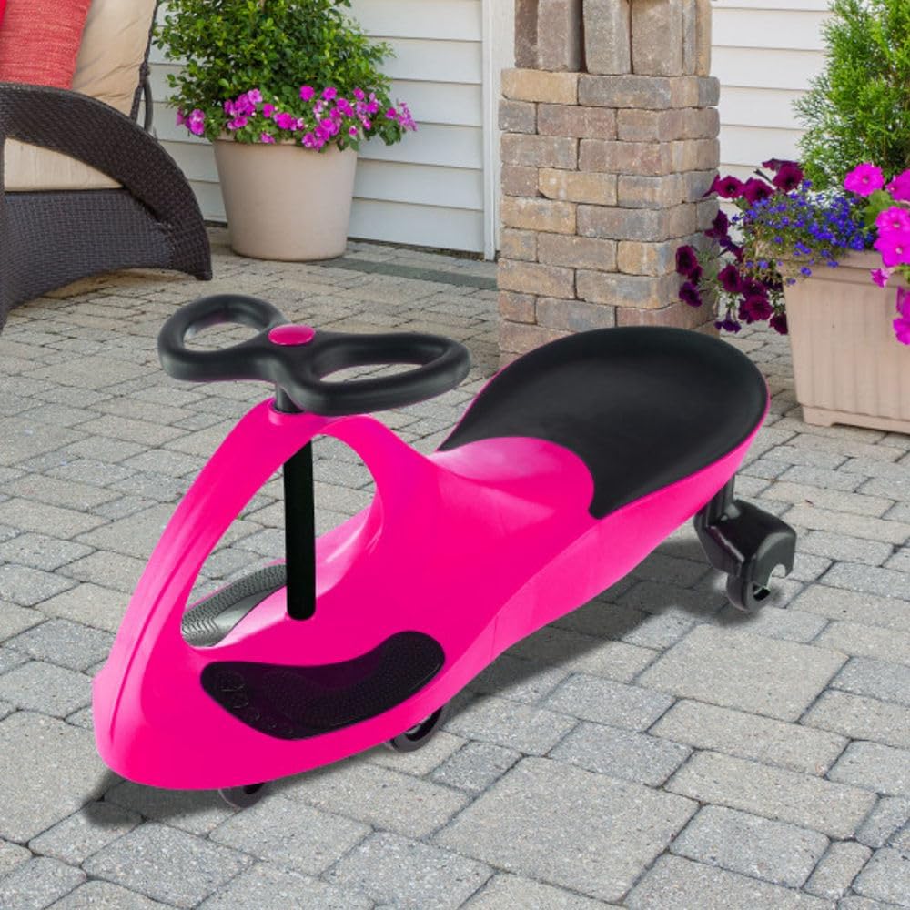 Wiggle Car Ride On Toy - No Batteries, Gears or Pedals - Twist, Swivel, Go - Outdoor Ride Ons for Kids 3 Years and Up by Lil' Rider (Hot Pink and Black)