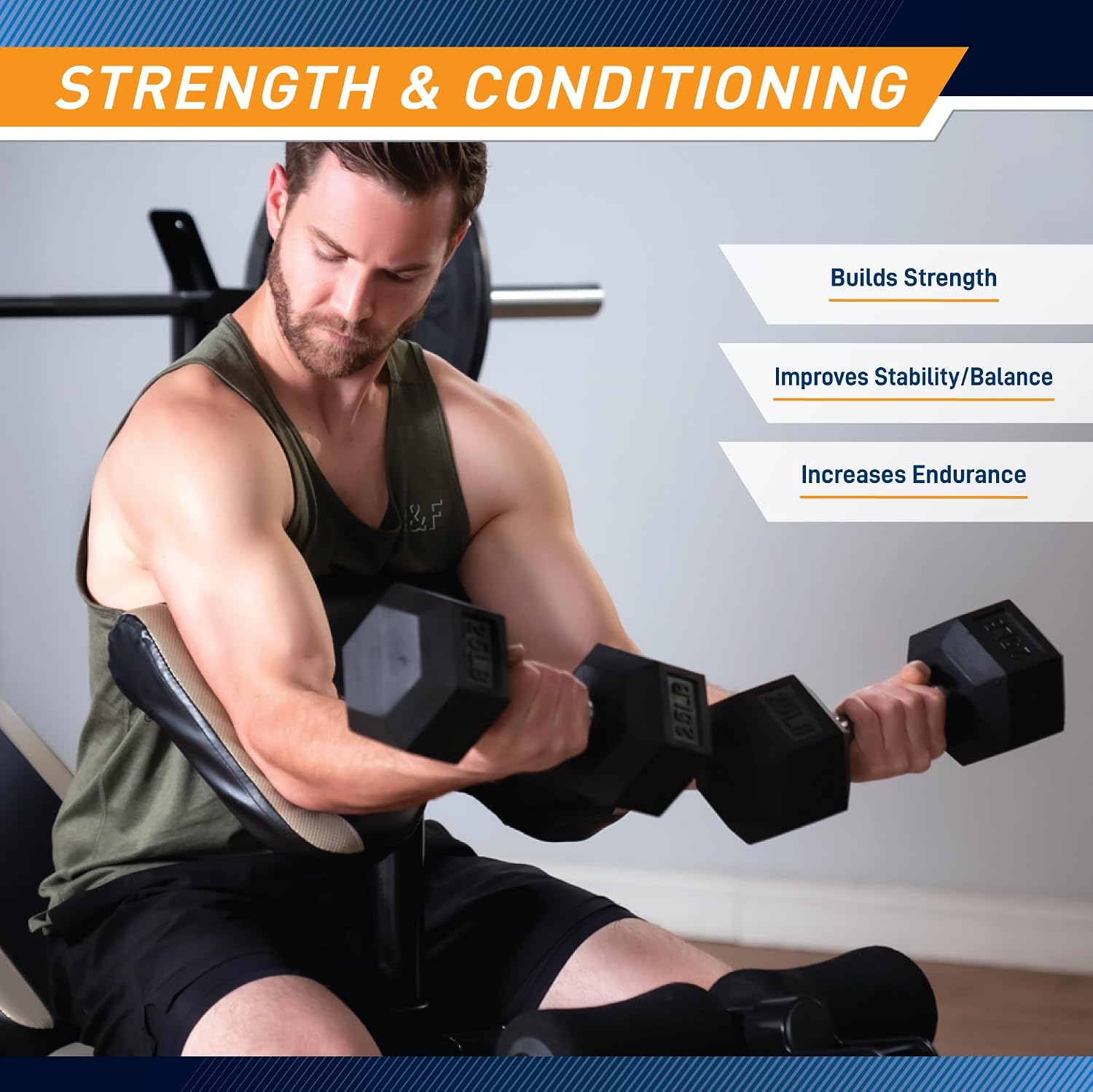 Marcy Classic Rubber Hex Dumbbell with Knurled Grip for Strength Training and Bodybuilding, 5lb - 50lb Single Dumbbell for Exercise & Fitness, Sold Individually