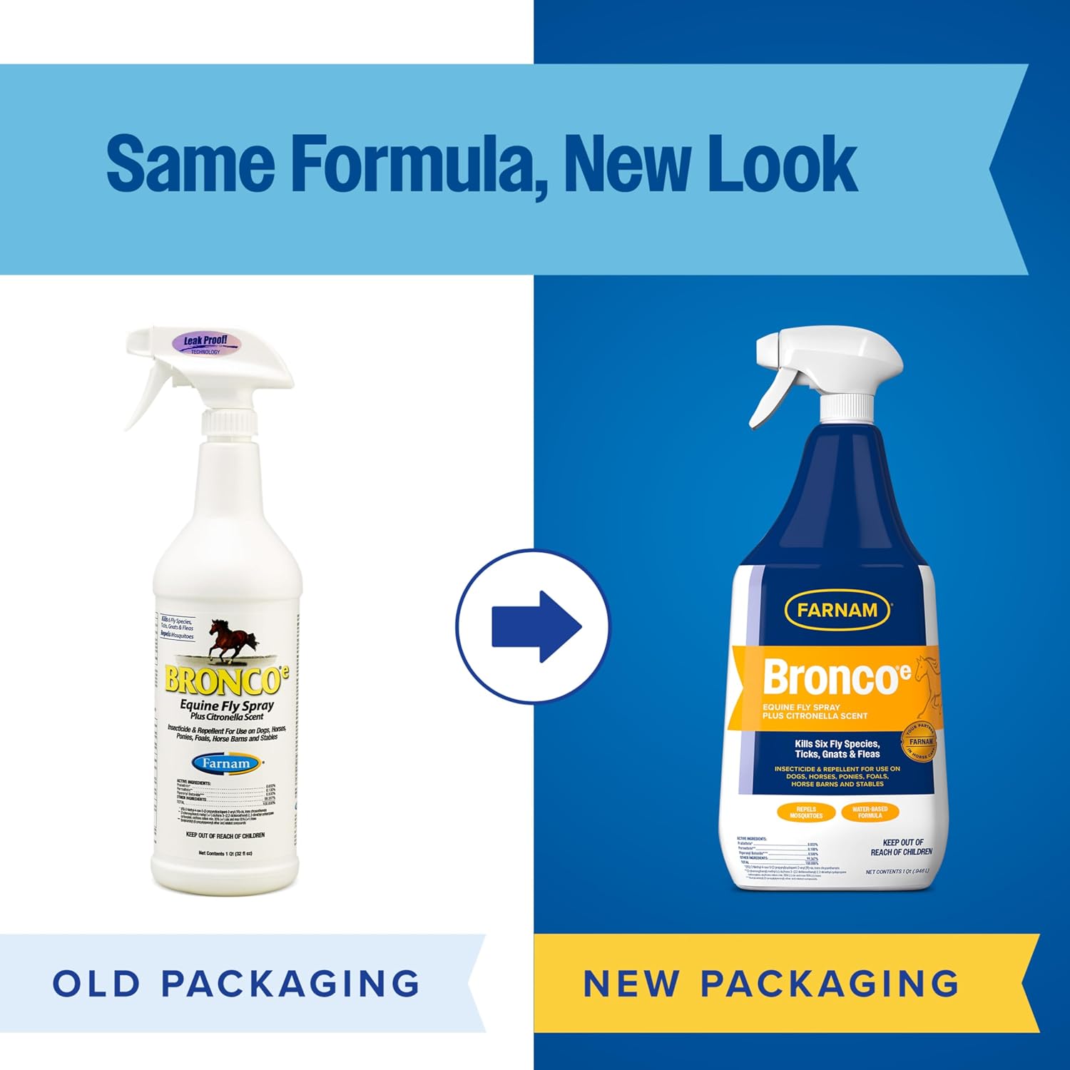 Farnam Bronco E Fly Spray for Horses, Dogs & Premises 128 oz Refill | Kills & Repels Stable, Horse, Deer, House & Horn Flies, Mosquitoes, Fleas, Chiggers, Ticks, Lice & Gnats