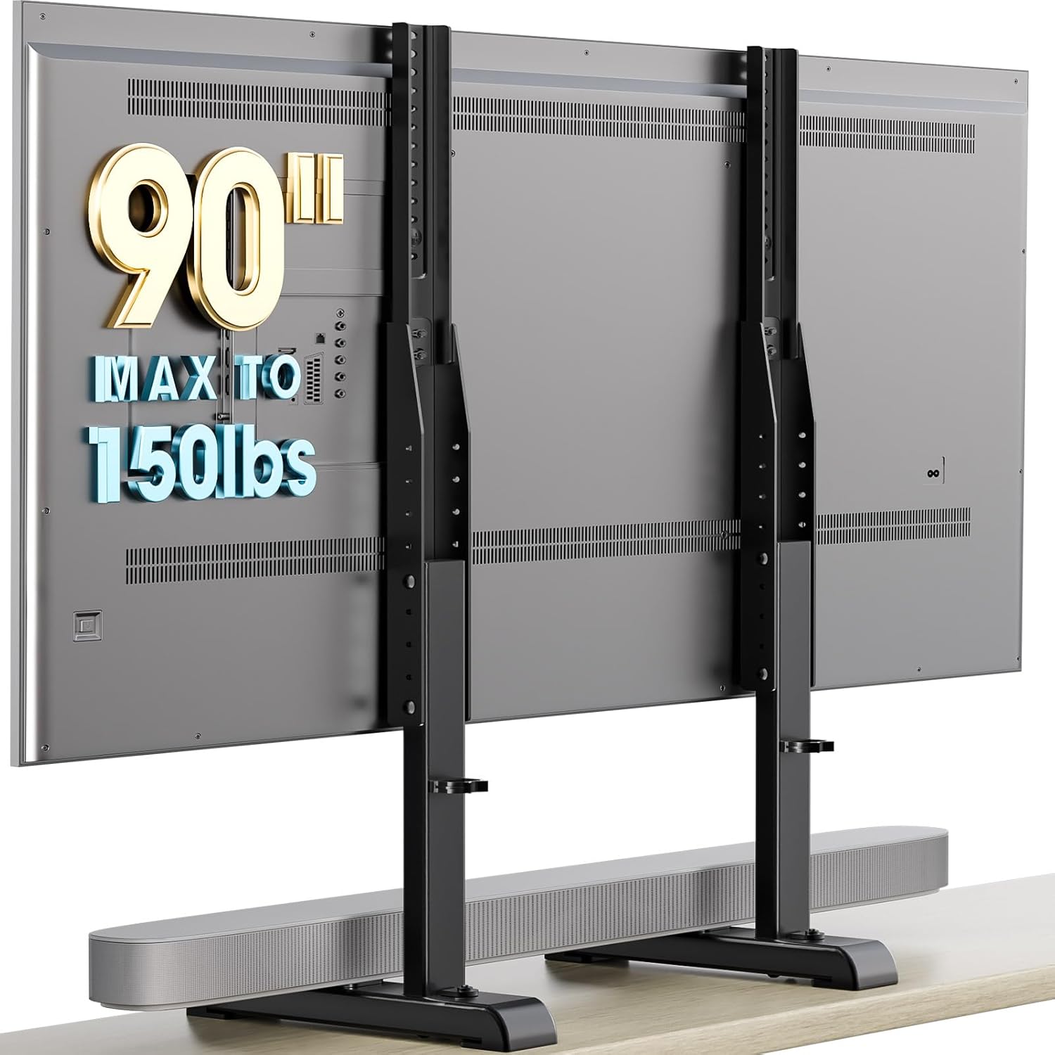 Table Top TV Stand with Height Adjustable TV Legs Replacement for Most 37-86 Inch Flat Curved TVs