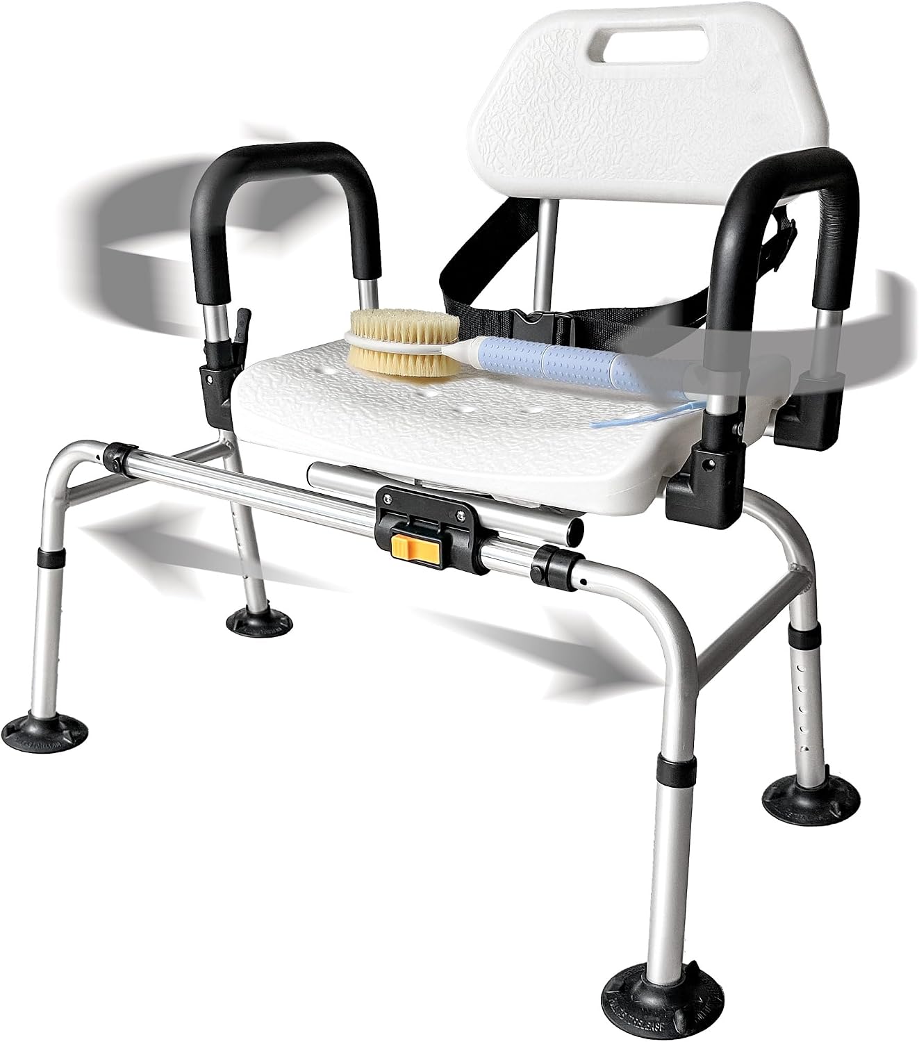DMI Tub Transfer Bench and Shower Chair with Non Slip Aluminum Body, FSA Eligible, Adjustable Seat Height and Cut Out Access, Holds Weight up to 400 Lbs, Bath and Shower Safety, Transfer Bench