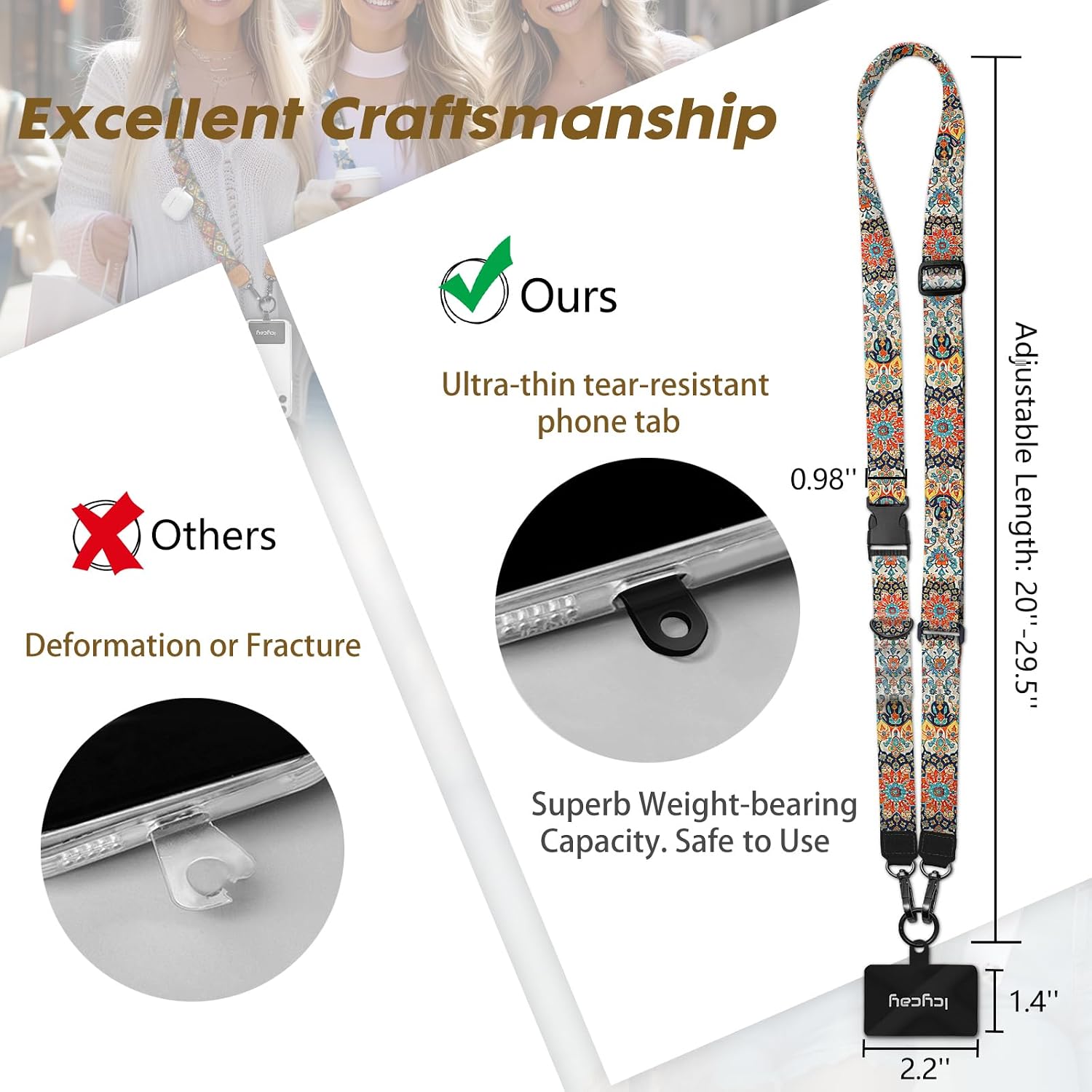 Icycay Phone Lanyard Crossbody Strap Neck Adjustable Teacher Women Cat