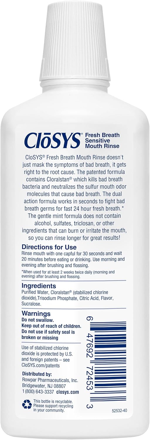 CloSYS Mouthwash, 32 Ounce, Fresh Breath Mouthwash, 2 Pack, Gentle Mint
