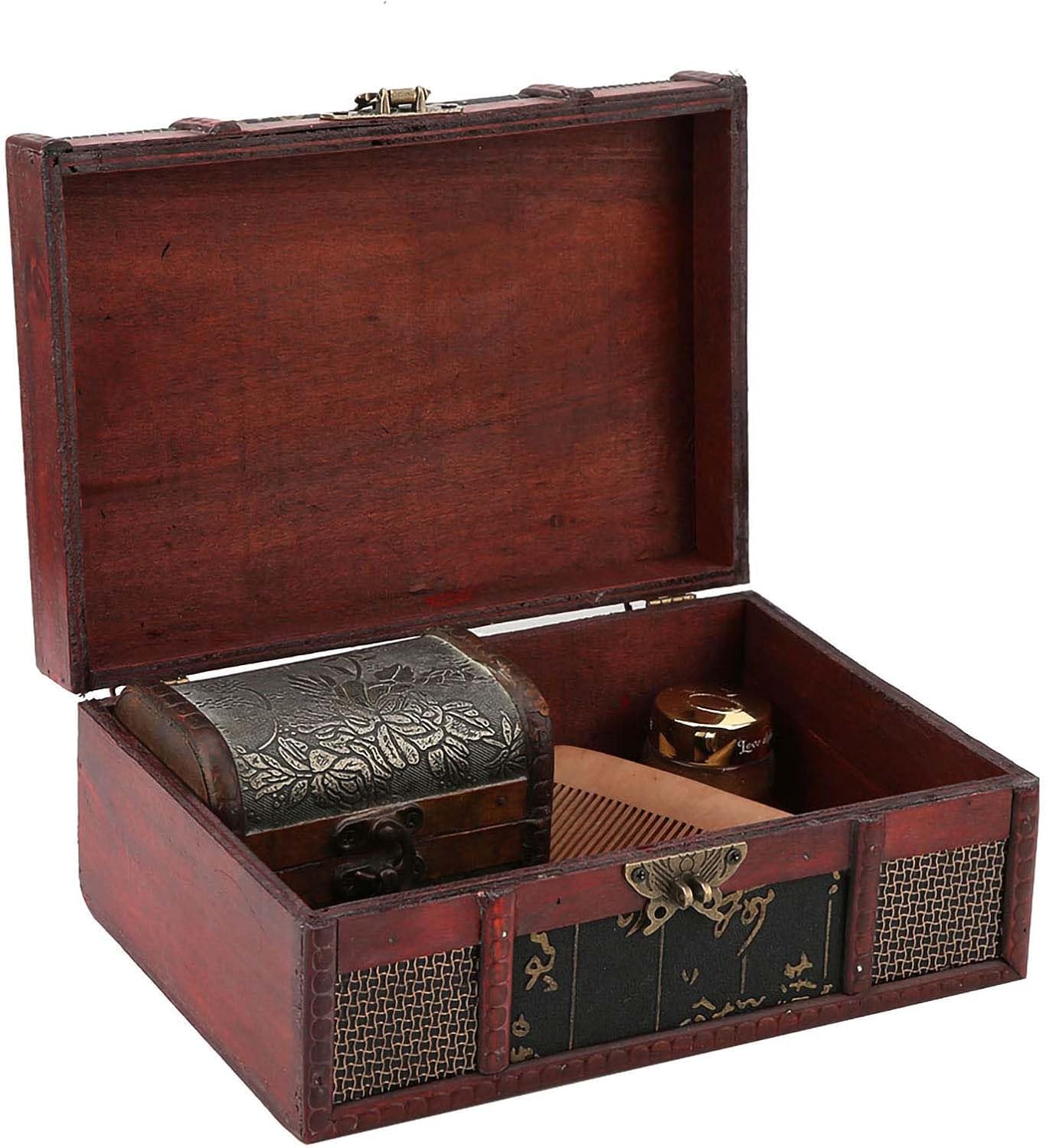 9.1x6.3x3.9 in Vintage Box Treasure Wooden Box Jewelry Boxes | Chinese Vintage Box for Storing Books Bibles Documents Jewelry