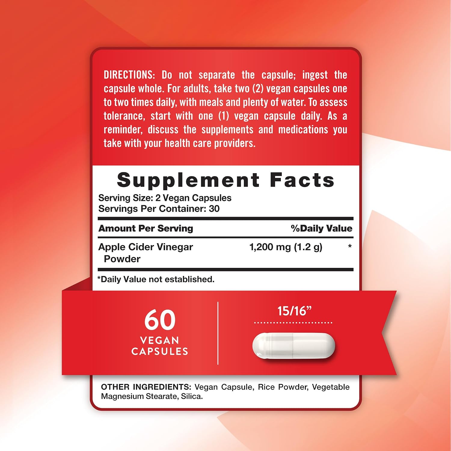 Nature's Truth Apple Cider Vinegar Vegan Capsules | 1200mg