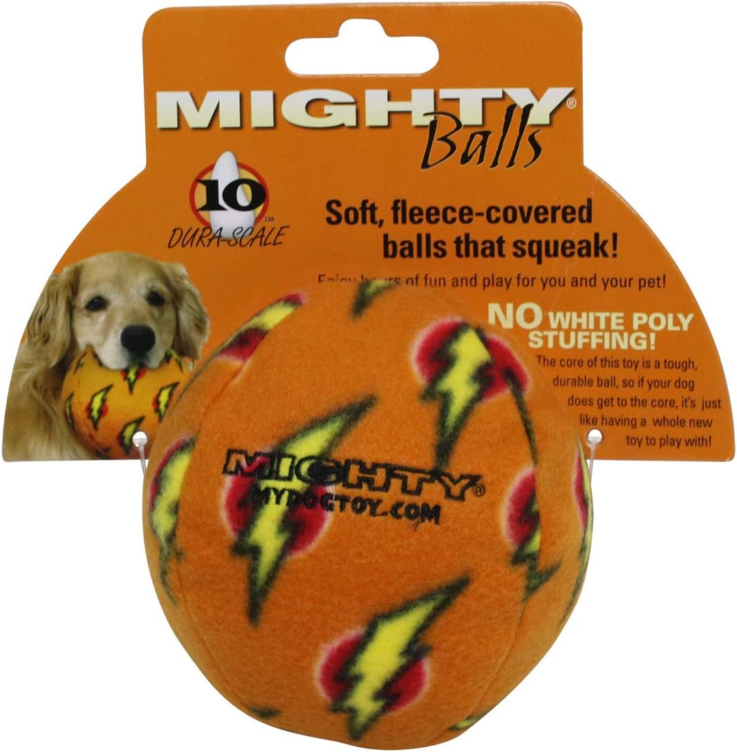 MIGHTY Tuffy 2 Pack Medium Ball Dog Toy: Ultra Durable Plush Toy with Multiple Layers & Reinforced Seams, Washable and Floats, Vinyl Ball & Fleece