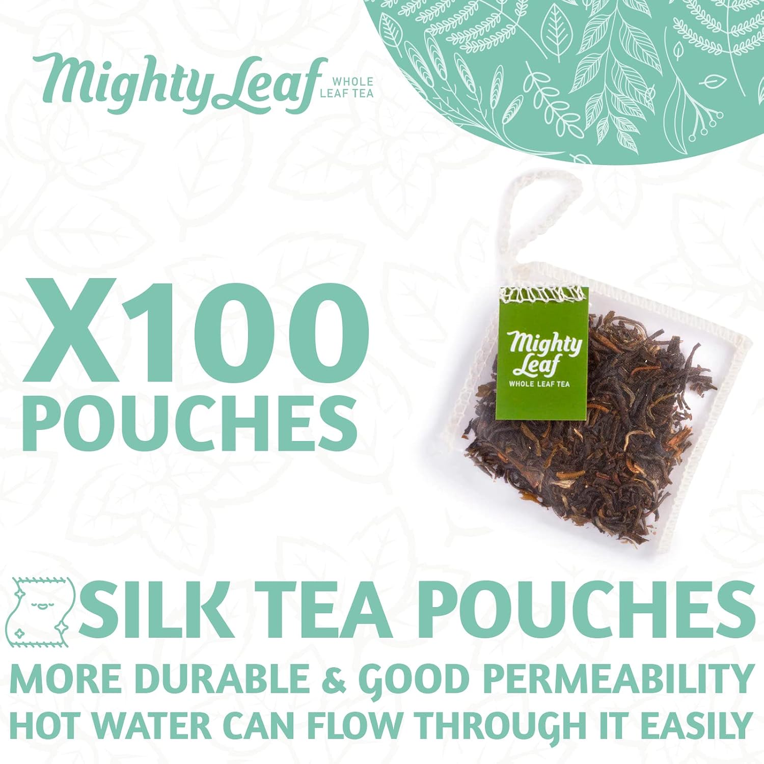 Mighty Leaf Green Tea Tropical – 100 Count Whole Leaf Green Tea Bags – Pyramid Sachets with Pineapple, Tropical Fruit & Floral Flavors – Antioxidant-Rich, Lightly Caffeinated
