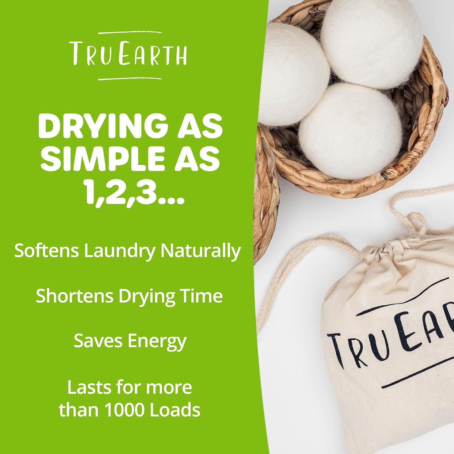 Tru Earth Wool Dryer Balls, Set of 4 XL
