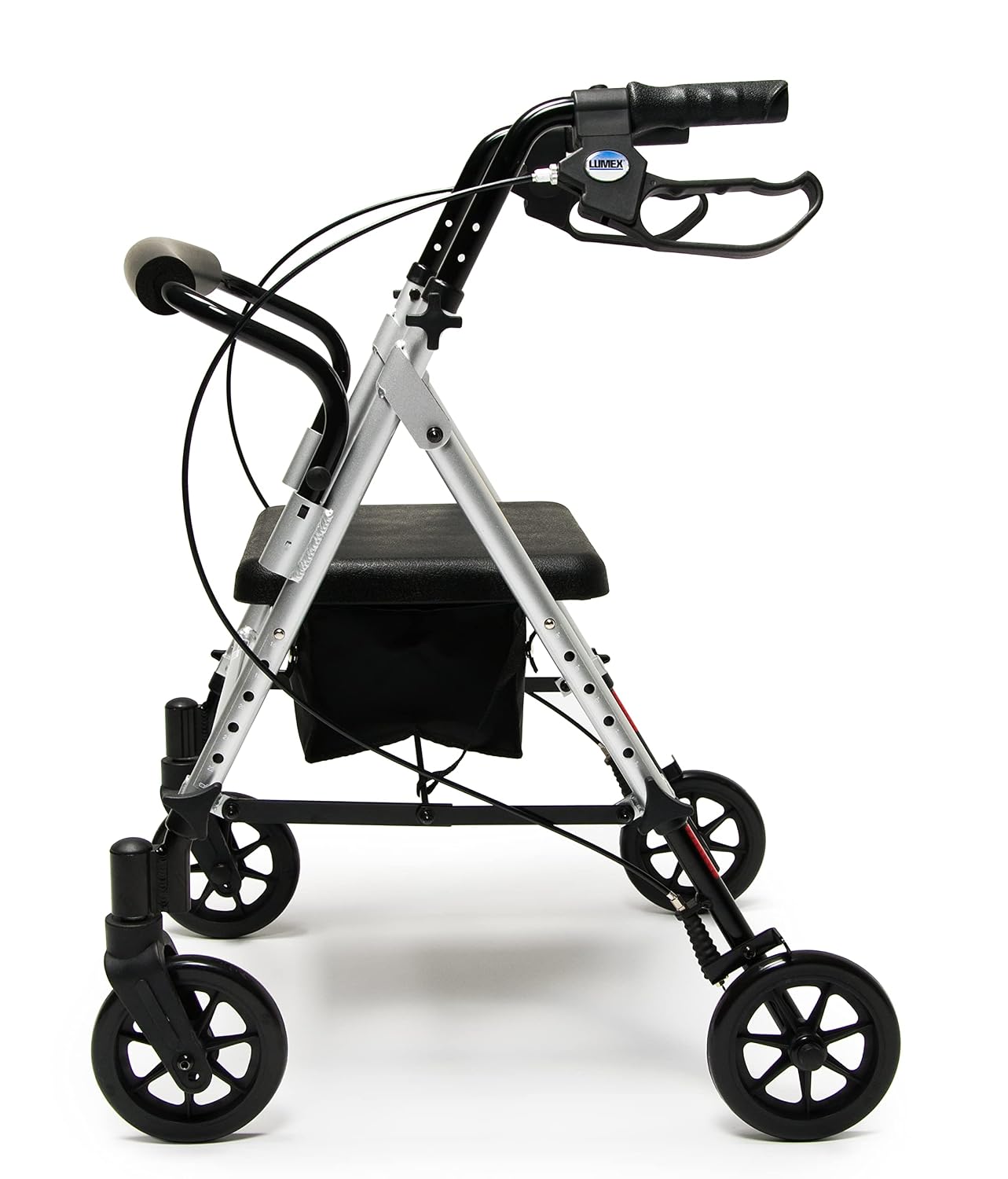 Lumex Set n' Go Rollator, Height-Adjustable, Rolling Walkers for Seniors with Seat, Silver