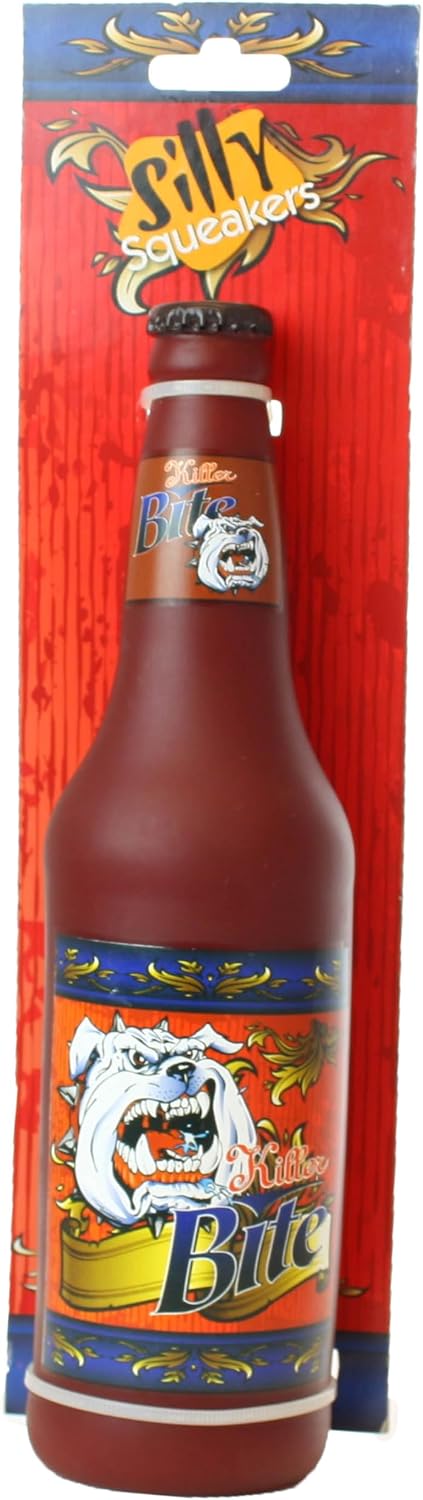 SILLY SQUEAKERS Tuffy Beer Bottle Dog Toy: Squeaky Dog Toy, Washable and Floats, Vinyl