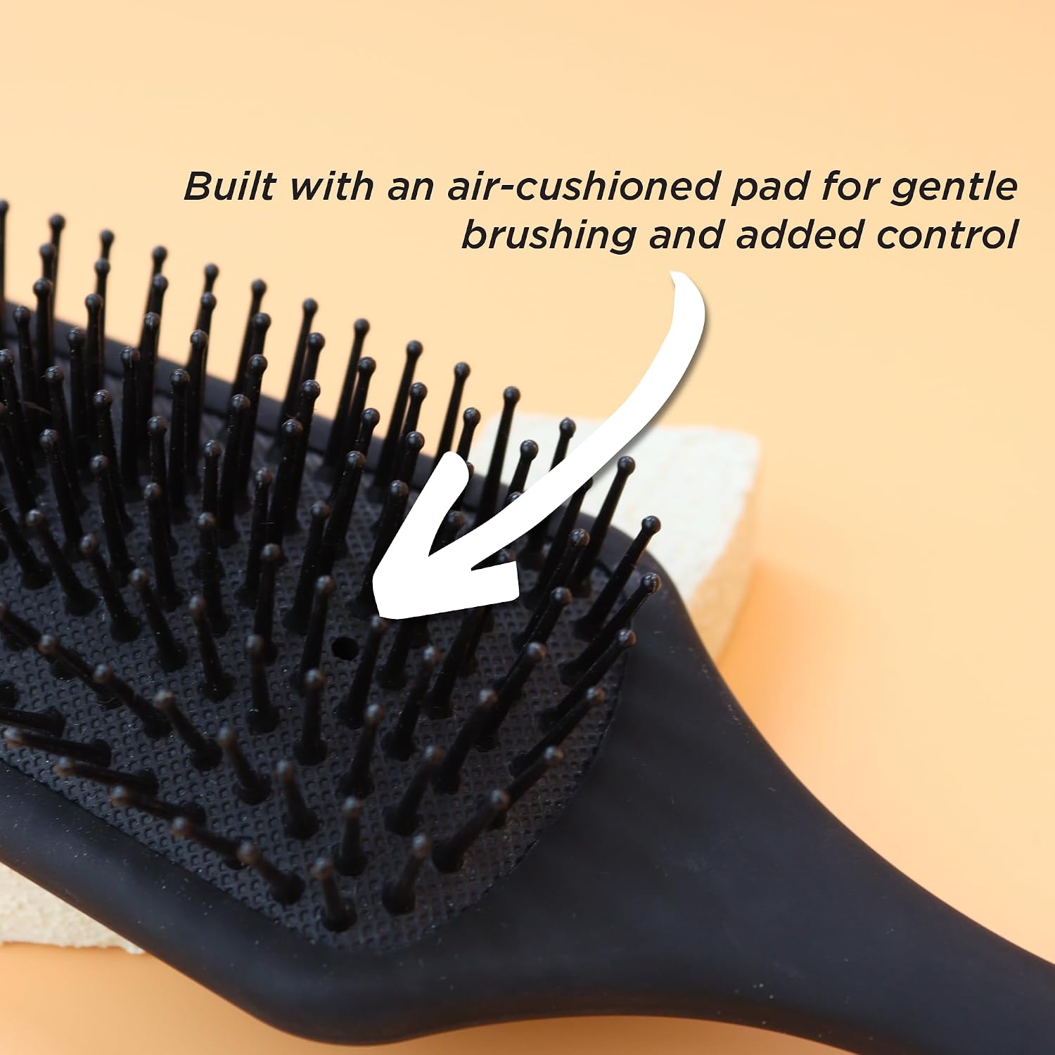 Denman (Black) Mini Paddle Cushion Hair Brush for Blow Drying, Detangling & On the Go Travel - Comfortable Styling