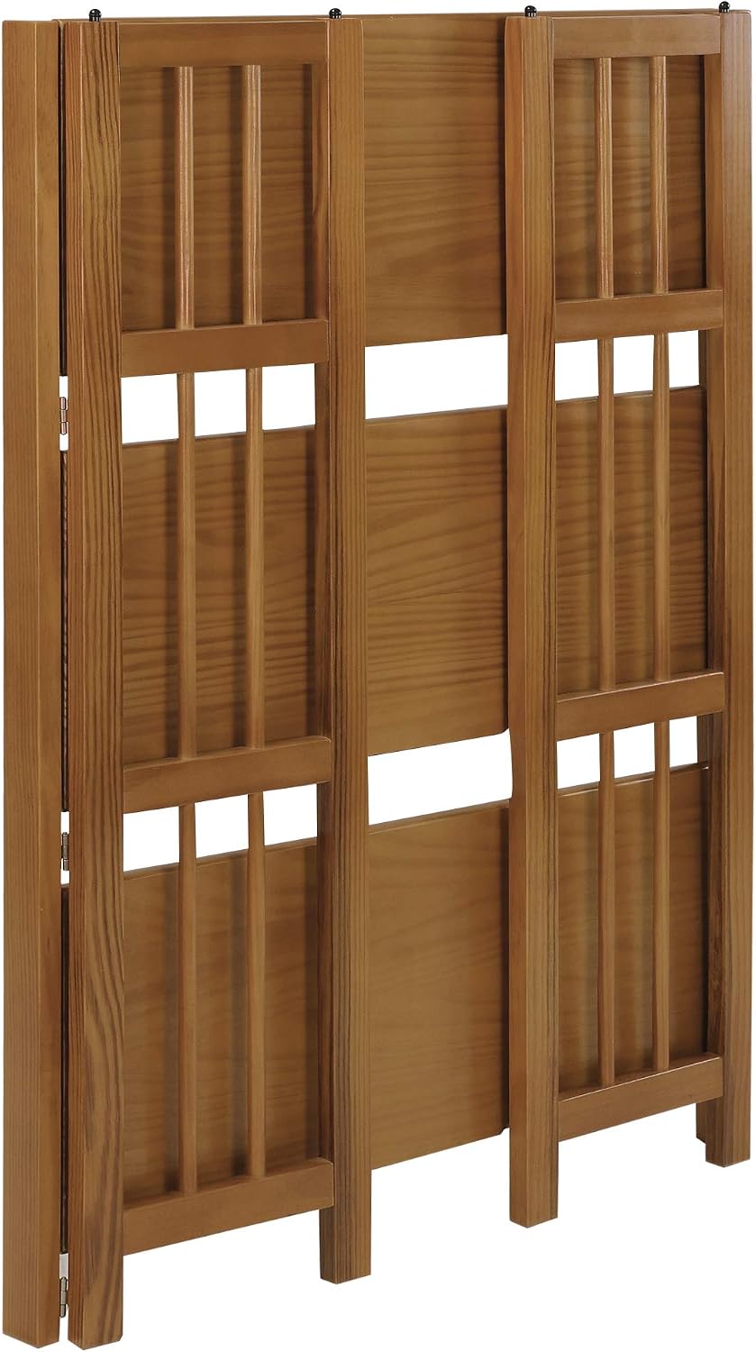 Casual Home 3-Shelf Folding Stackable Bookcase (27.5" Wide)-Walnut