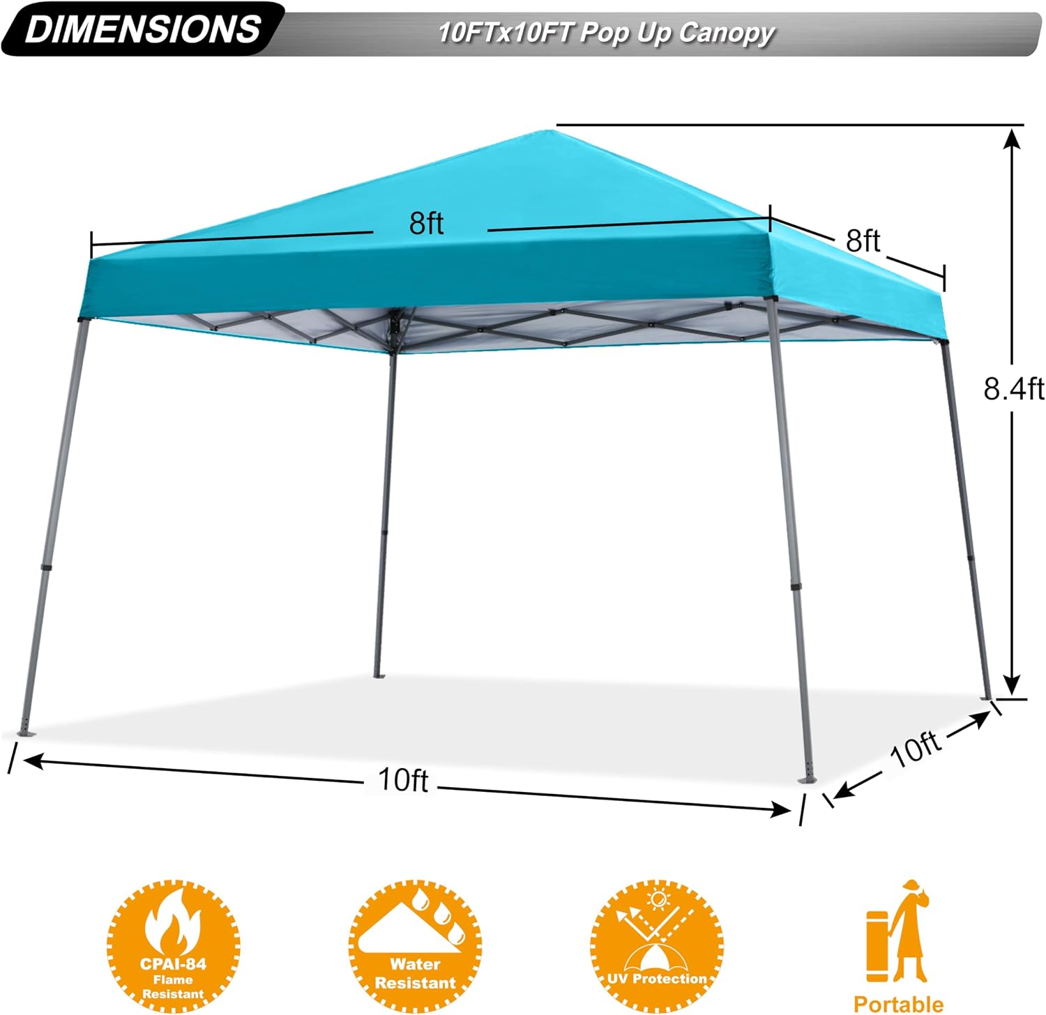 ABCCANOPY 11x11 Pop Up Canopy Tent, Stable Slant Leg Outdoor Shade, Black