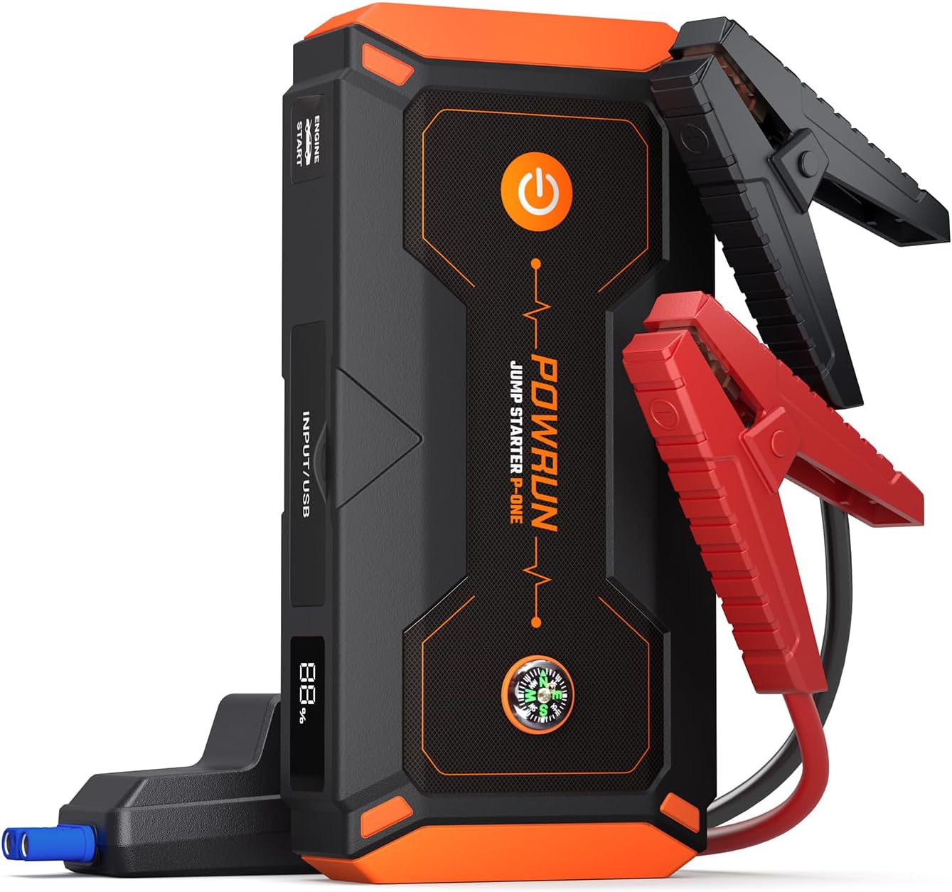 Powrun P-ONE Jump Starter, 2000A Portable Jump Box - Car Jump Starter Battery Pack for up to 8.0L Gas and 6.5L Diesel Engines