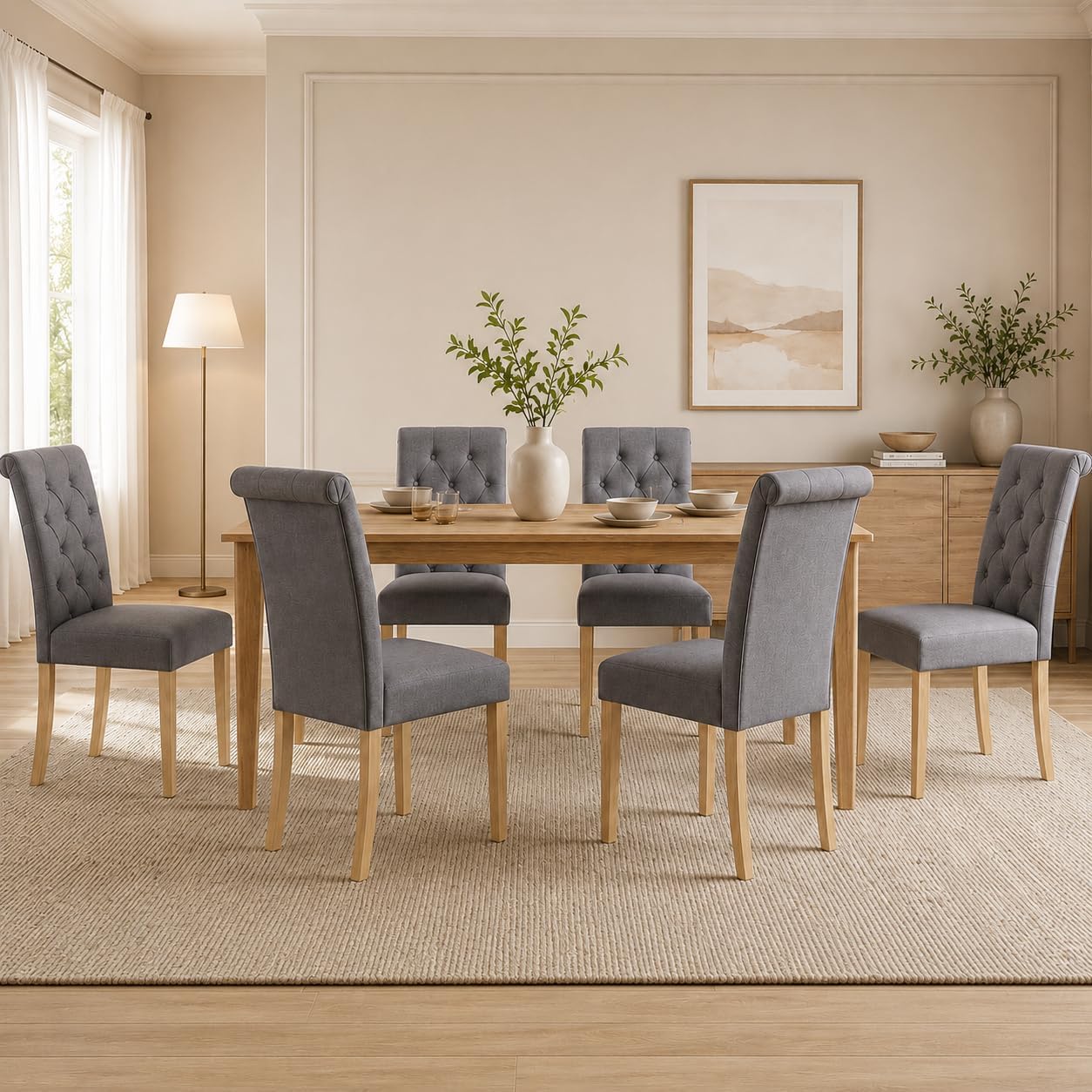 Yaheetech Dining Chairs Set of 2 Modern Upholstered Parson Chairs Dark Gray