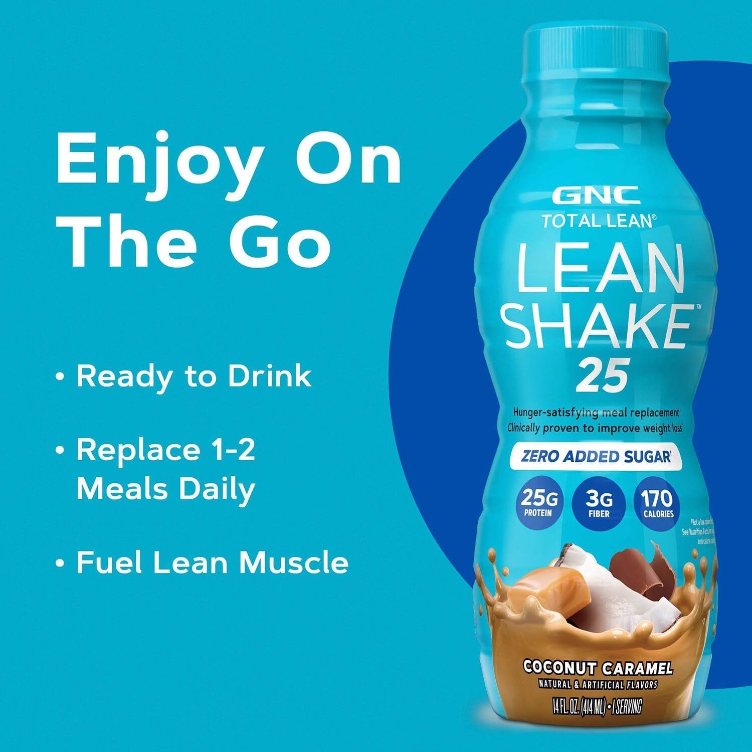 GNC Lean Shake 25 Protein Shake, Clinically Proven Weight Management, Meal Replacement, 25g Protein with Zero Added Sugar, Ready to Drink, Vanilla Bean, Pack of 12