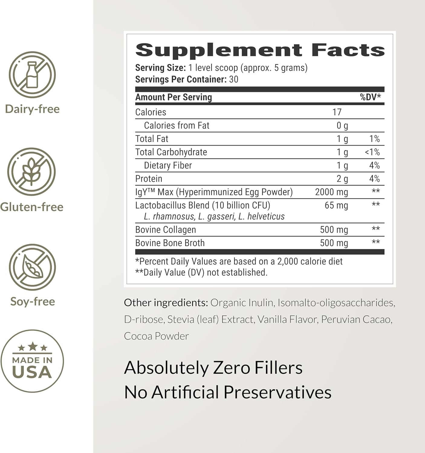 Microbiome Breakthrough Gut Support Powder Chocolate Flavor With Lactobacillus Strains
