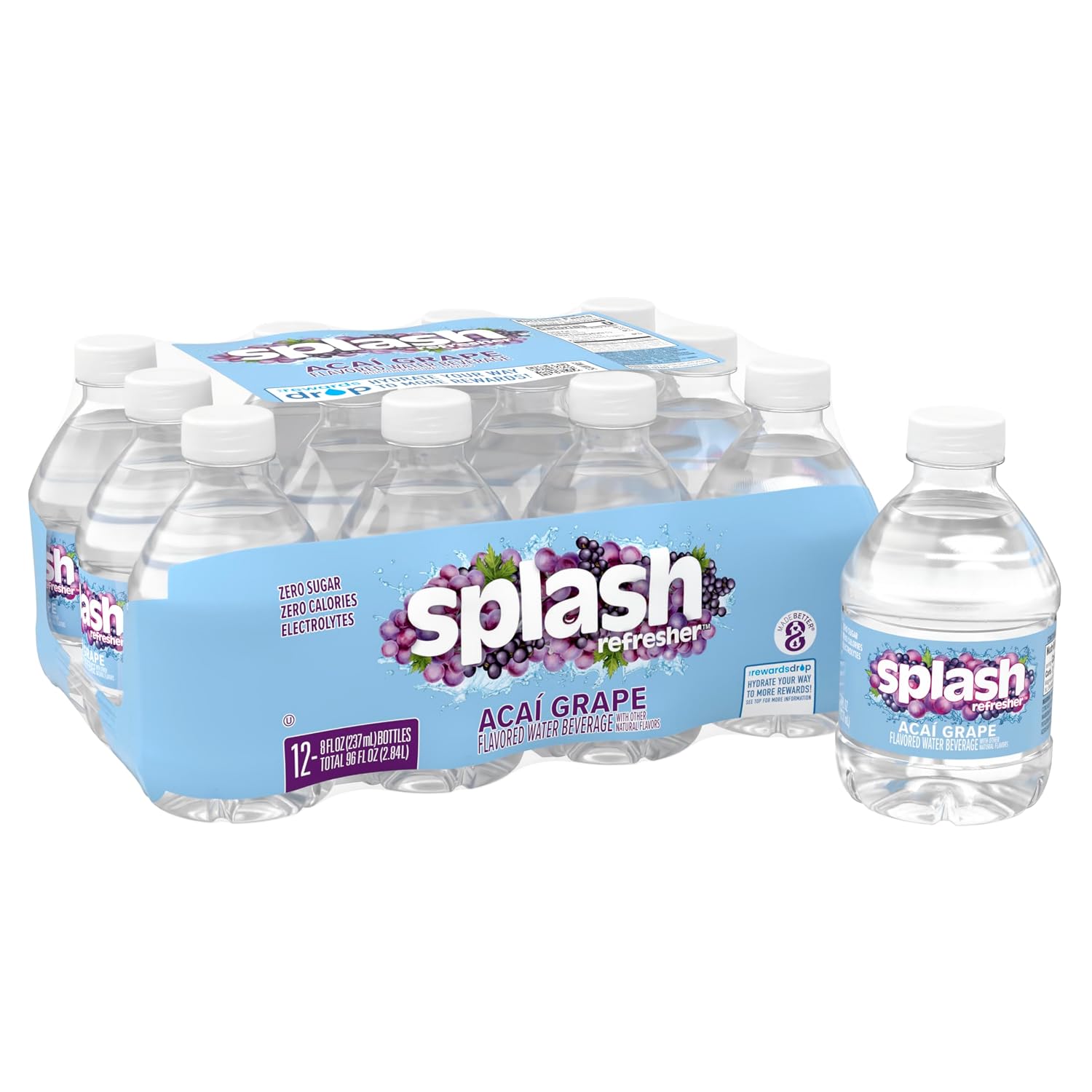 SPLASH REFRESHER Flavored Water Bottles, Mandarin Orange - 6 Pack | Refreshing Flavored Bottled Water with Electrolytes - Zero Sugar & Zero Calories - 16.9 Fl Oz