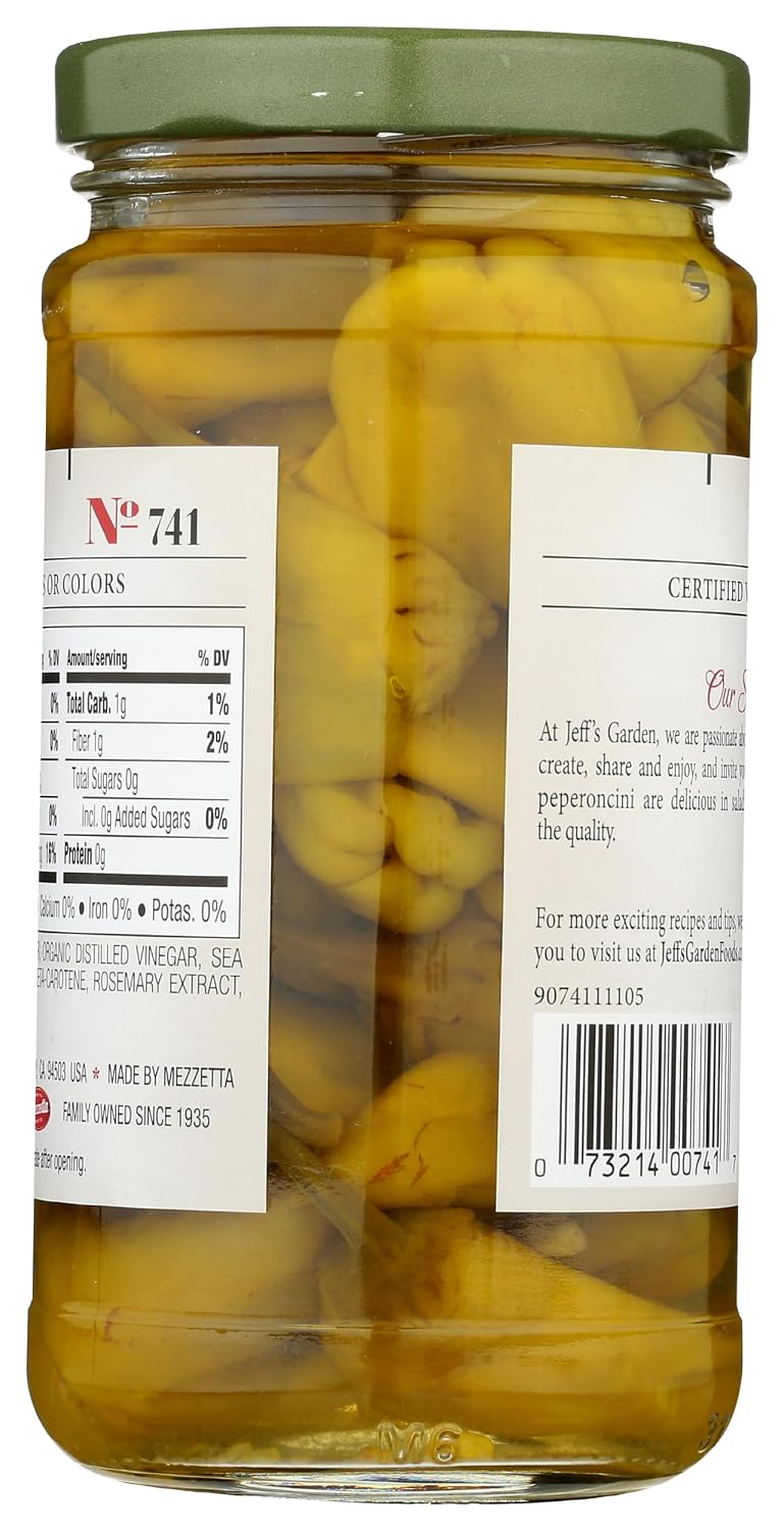 Jeff's Garden, Peperoncini Grrek Golden Whole, 12 Ounce
