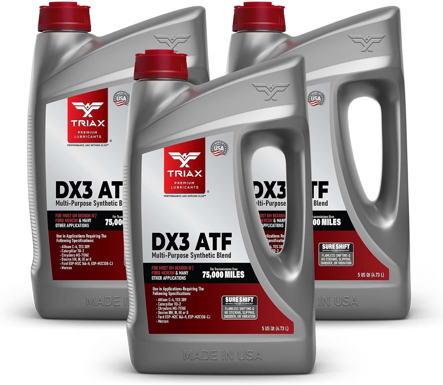 TRIAX DX3 ATF - Compatible with All GM Dexron III and Ford Mercon Applications- Multi-Purpose, Friction Optimized, High Mileage Automatic Transmission Fluid (5 Gallon)