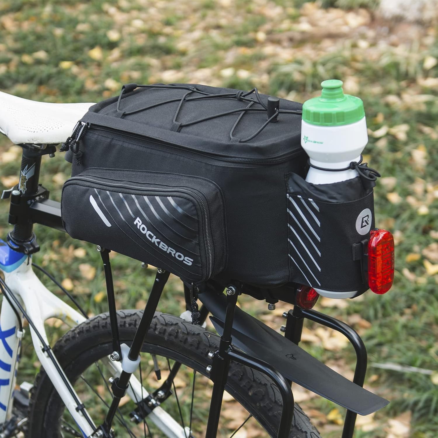 ROCKBROS 15L Bike Rear Rack Bag Pannier Trunk Bag with Rain Cover | Large Capacity Storage Bag Detachable Shoulder Strap Bicycle Trunk Rear Rack Bag Fits All Bikes E-bikes for Daily Cycling