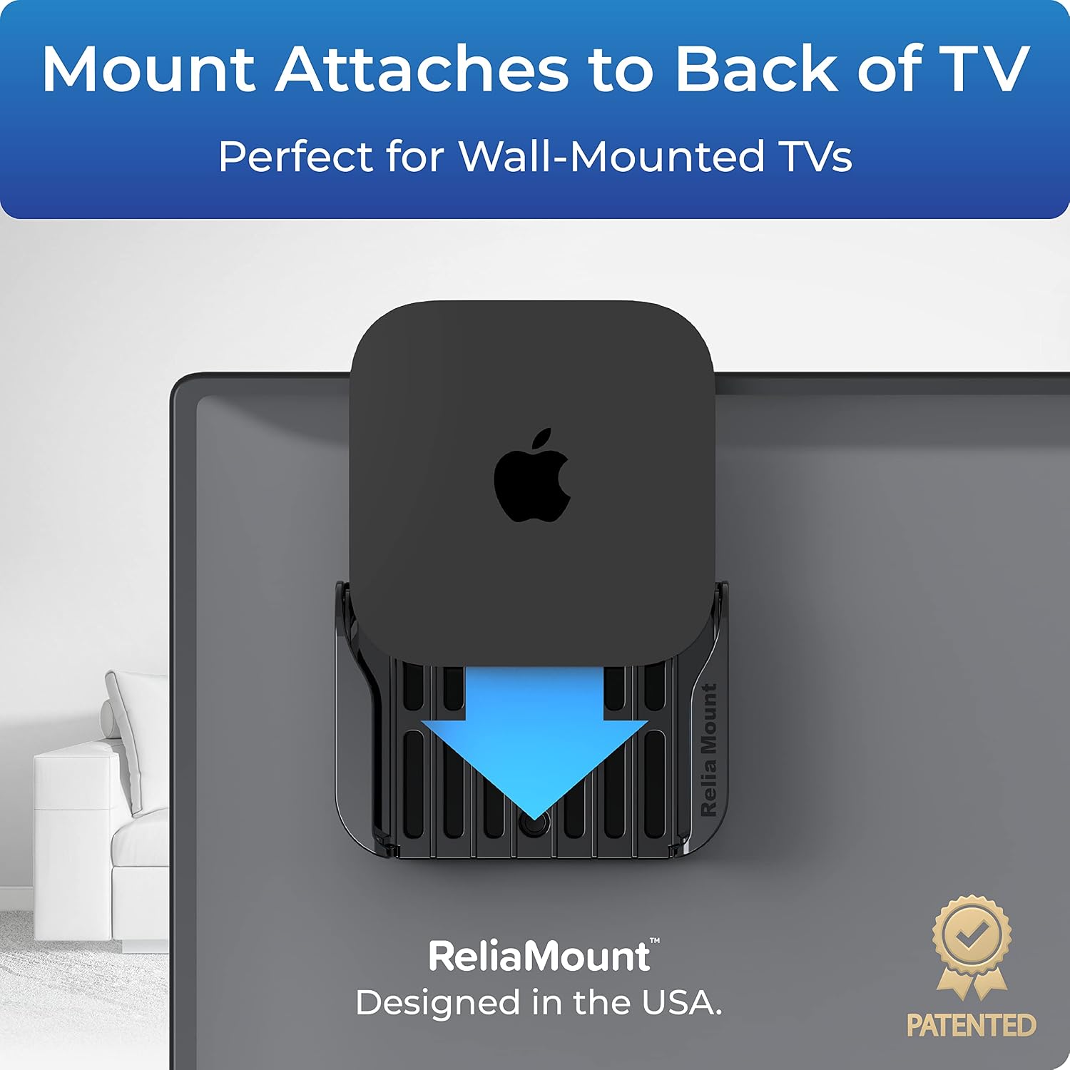 Premium Mount for Apple TV - Compatible with Every Apple TV | Designed in USA – Reliable and Easy Apple TV Installation – Special Features: Includes Heat Management and Strong TV Adhesive