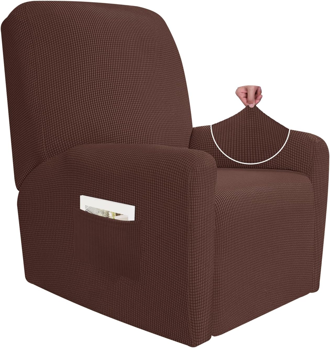 JIVINER Super Stretch Recliner Chair Covers 4 Pieces Sofa Slipcover for Reclining Chair Spandex Soft Recliner Slipcover with Pockets Recliner