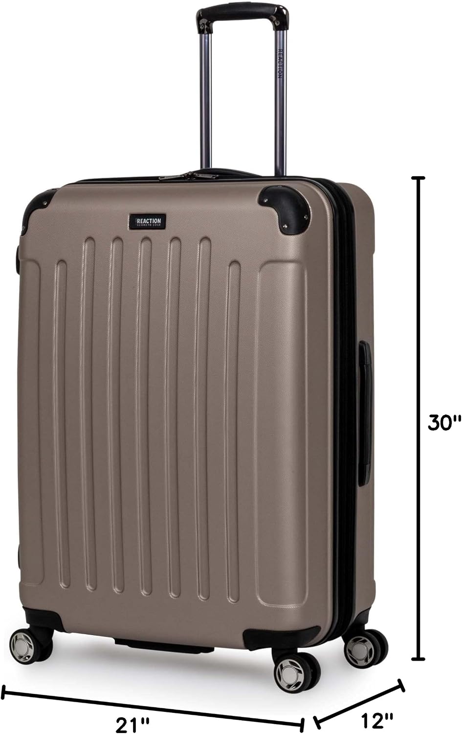 Kenneth Cole REACTION Renegade Luggage Expandable 8-Wheel Spinner Lightweight Hardside Suitcase, Champagne, 20-Inch Carry On