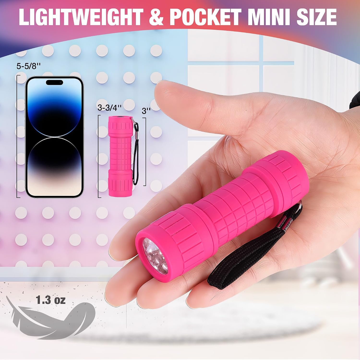 EverBrite Mini Flashlights 6-Pack Mix Colors, Batteries Included | Small, Lightweight, 18 AAA Batteries, 6-Color Set, 9-LED, Wrist Lanyards, for Home, Camping & Emergency use, Holiday Gifts
