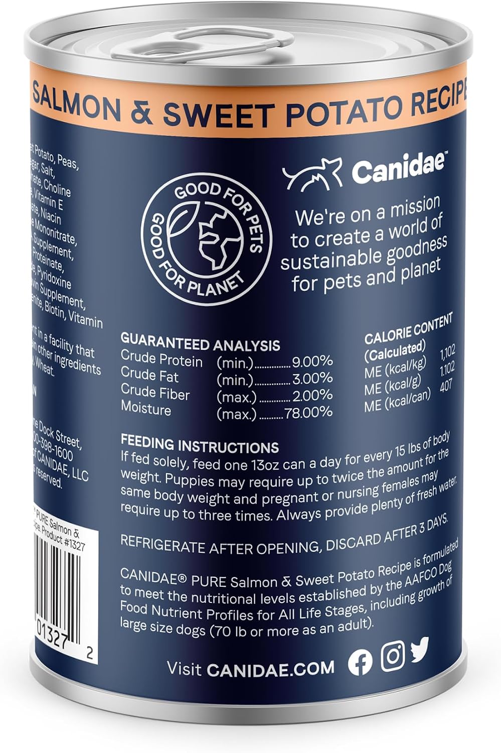 CANIDAE Pure Goodness Wet Dog Food, Salmon & Sweet Potato, 13 oz, 12 Pack