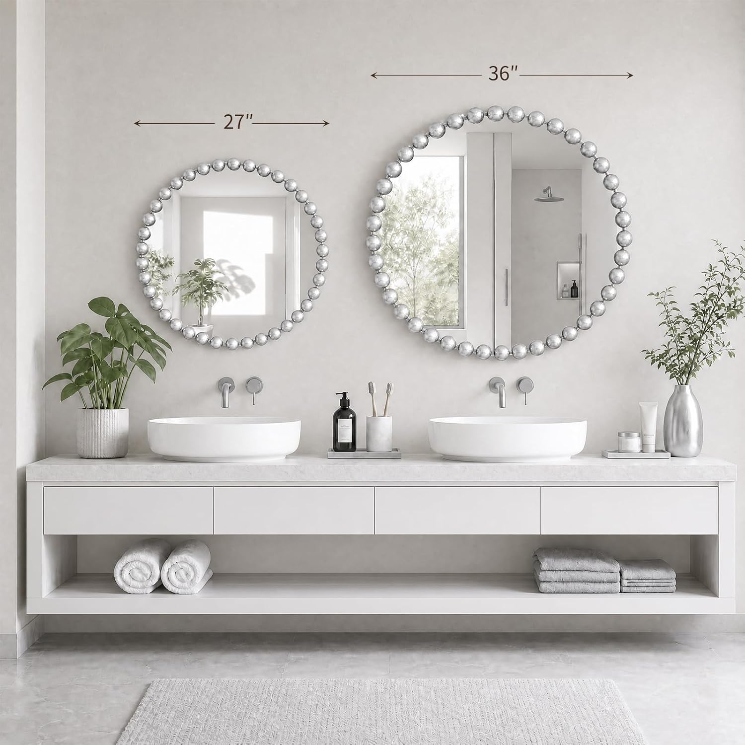 Madison Park Round Mirror, Metal Frame Circle Mirror 27 inch, Wall Art Decor Mounted Hanging for Entryway, Bathroom, hallway, Living Room, Vanity