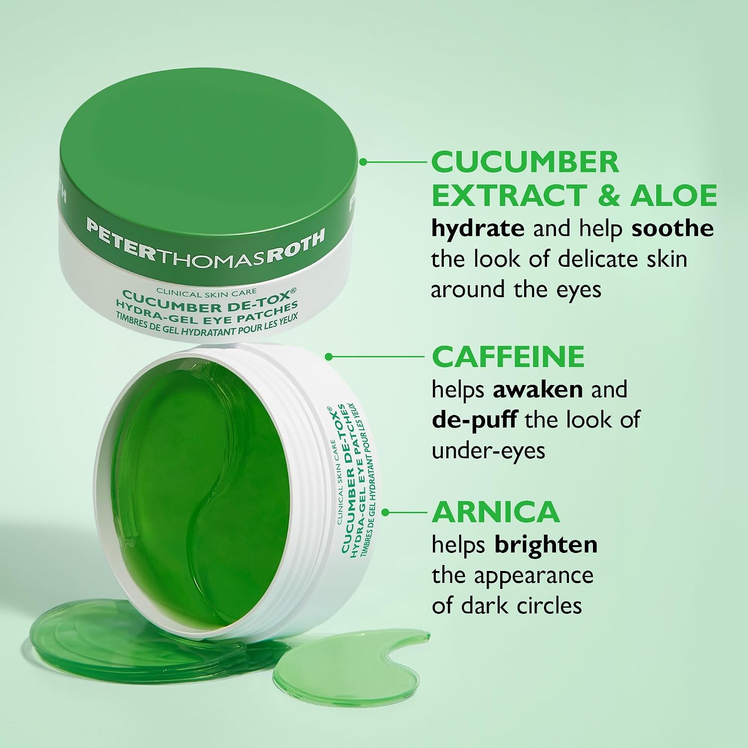 Peter Thomas Roth | Cucumber De-Tox® Hydra-Gel Eye Patches | Cucumber Extract Eye Mask Patches for Puffiness and Dark Circles