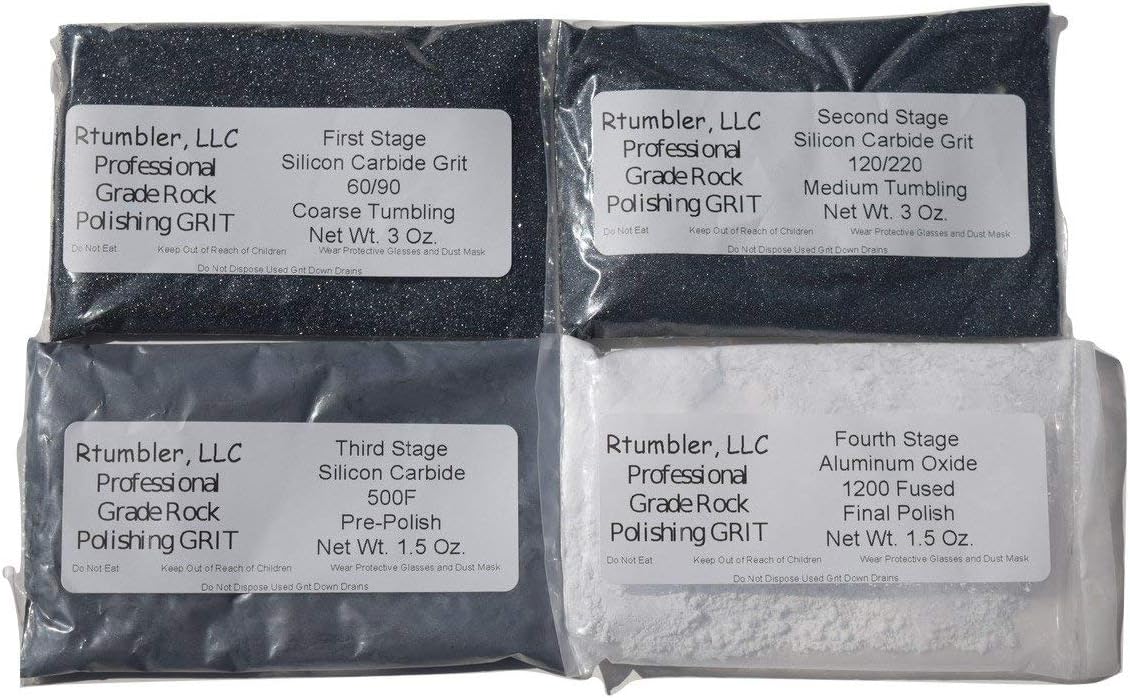 Rock Tumbler Grit for 3 Pound Tumbler by RTumbler Professional Grade Rock Polishing Grit
