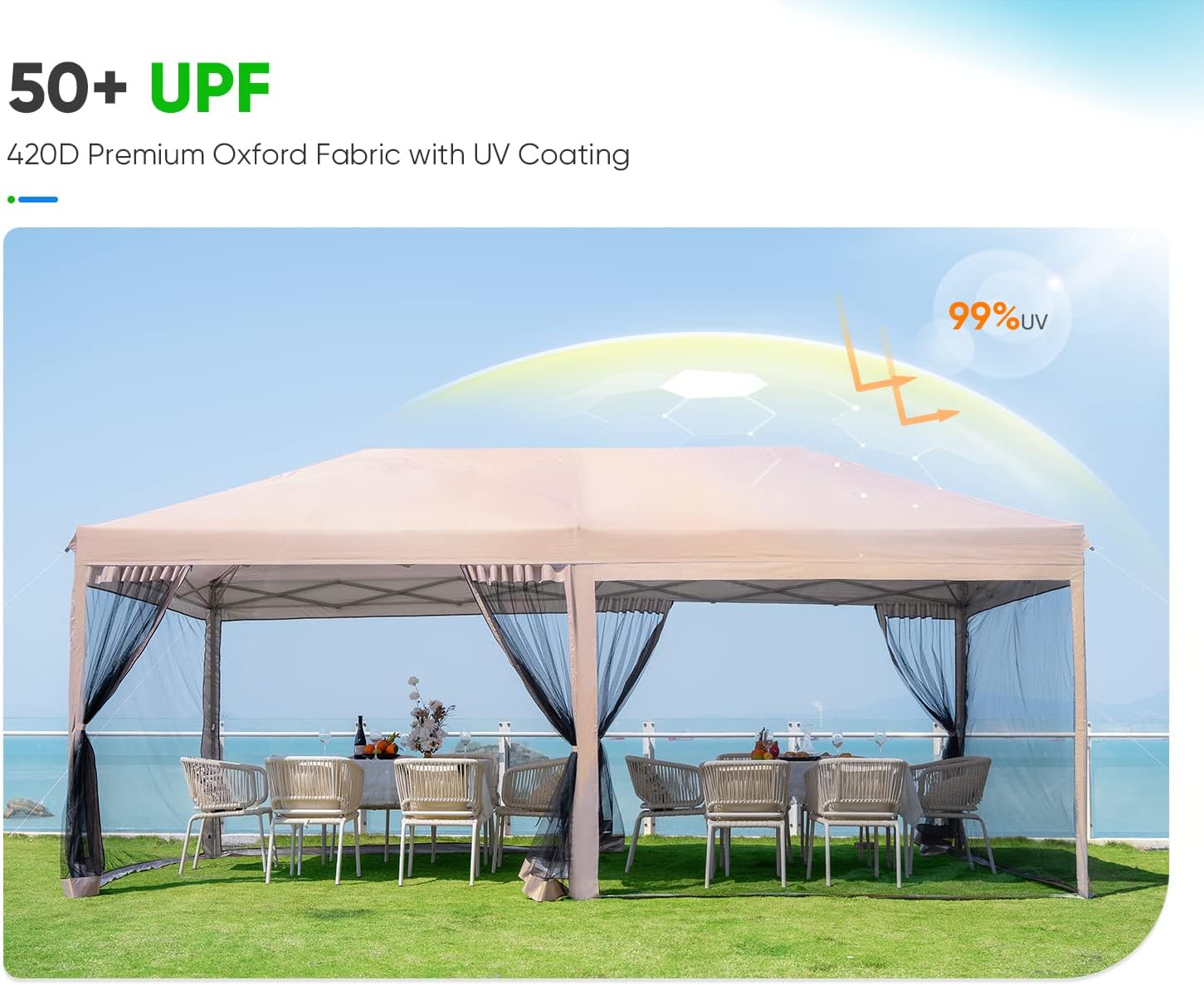 Quictent 10'x10' Pop up Screened Canopy Tent with Mosquito Netting | Portable Easy up Outdoor Screen House Shelter for Patio, Camping and Picnic, Includes Wheeled Carry Bag