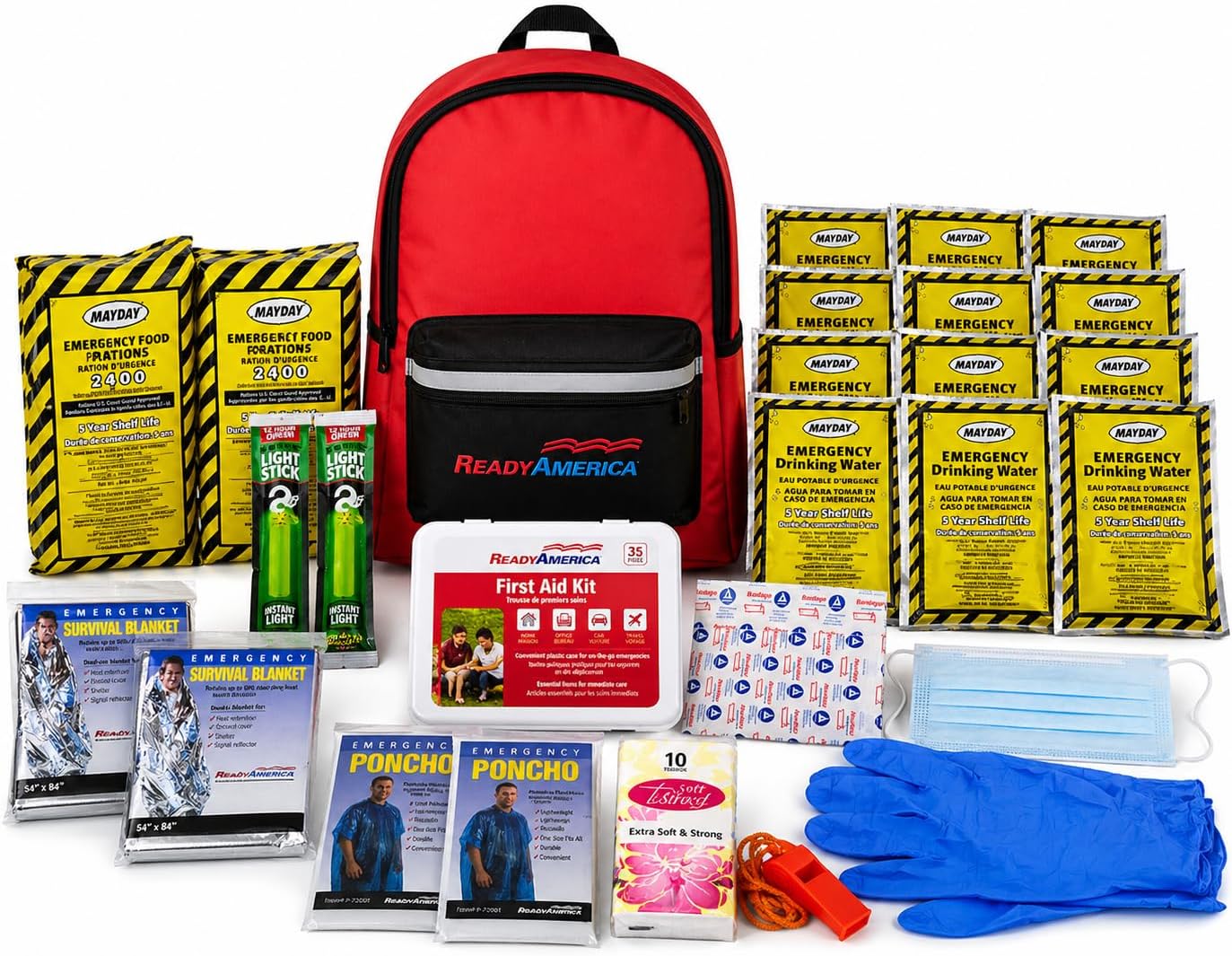 Ready America 70280 72 Hour Emergency Kit, 2-Person, 3-Day Backpack, Includes First Aid Kit, Survival Blanket