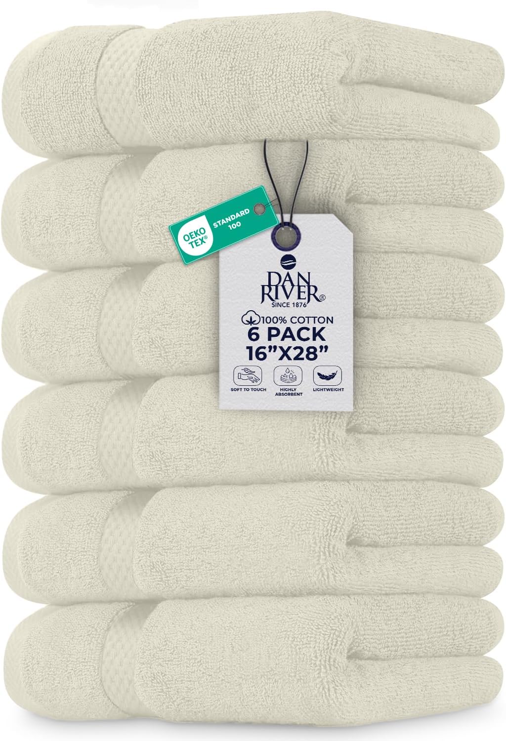 DAN RIVER 24 Pack Cotton Wash Cloths Set for Showering [12x12] White