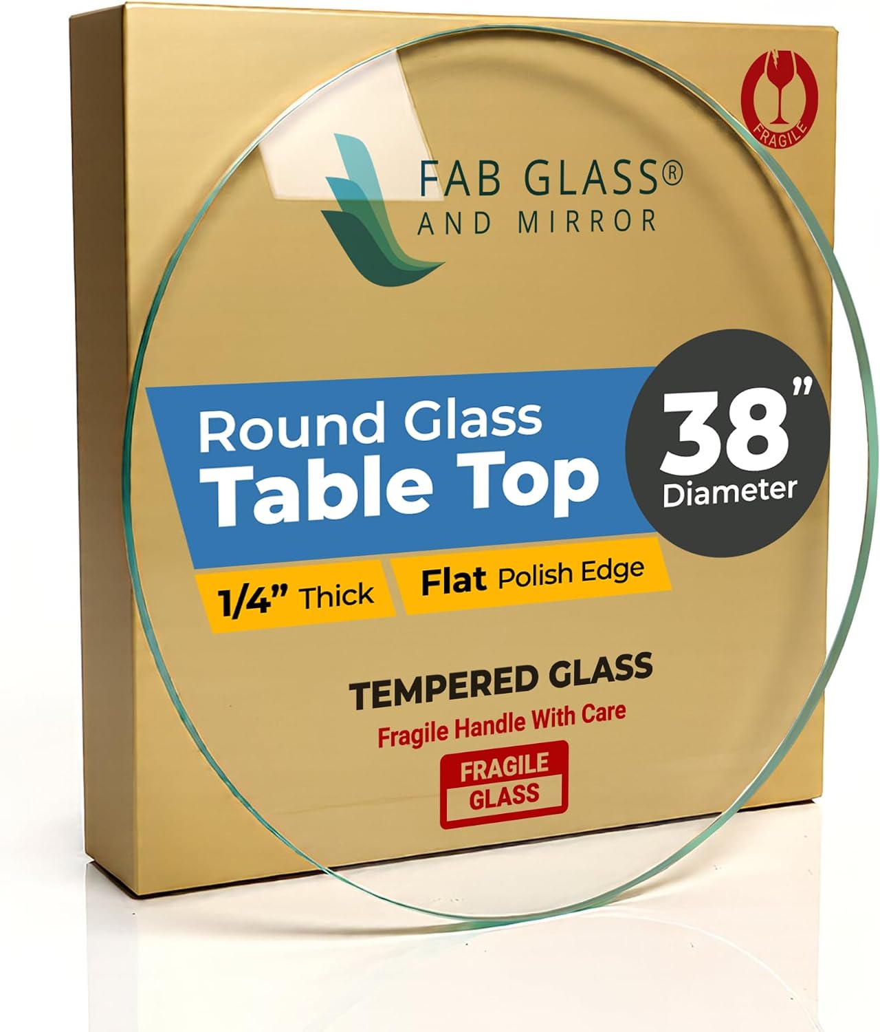 22 Inch Round Tempered Beveled Polished Edge Glass Table Top -1/2” Thick Round Glass Table Top–Heavy Duty, Dining, Coffee, and Office Tables by Fab Glass and Mirror