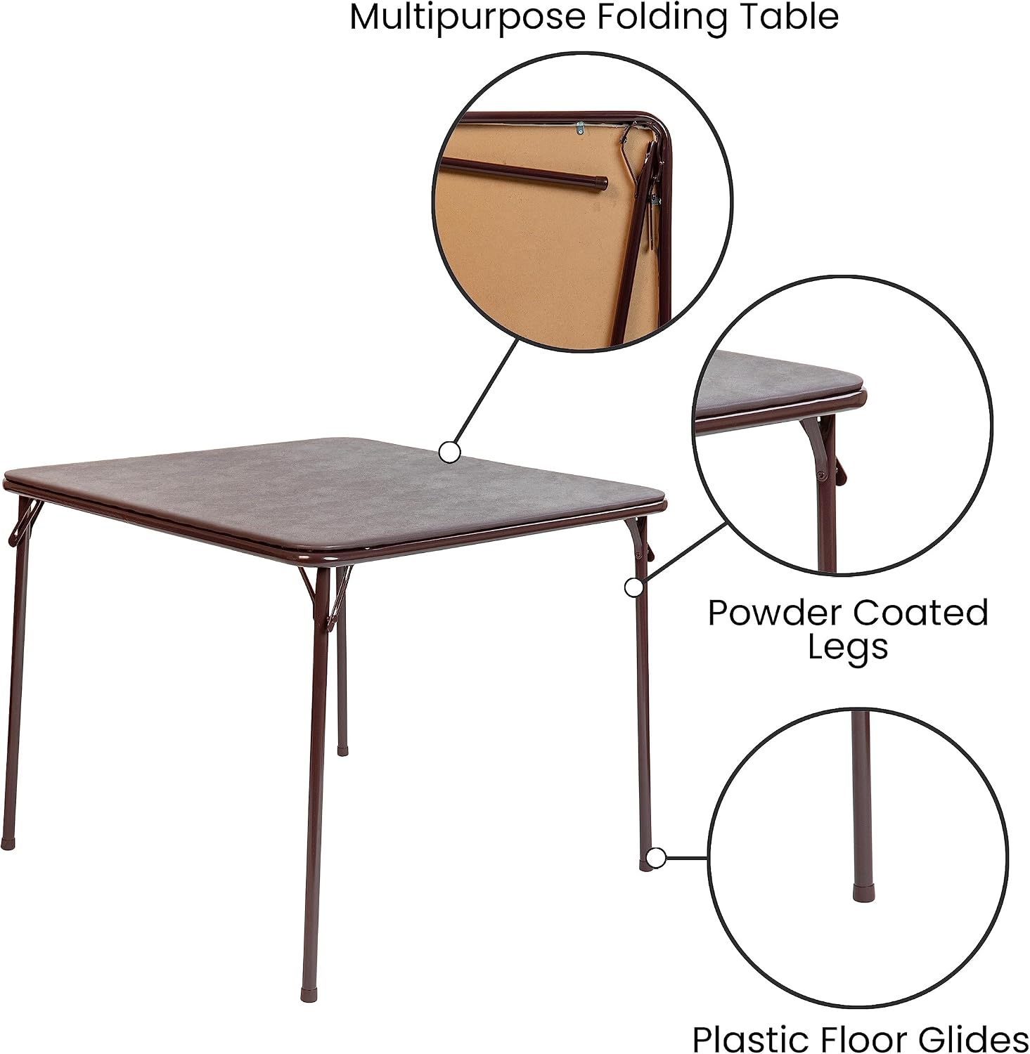 Flash Furniture Madelyn 33.5" Square Folding Multipurpose Card Table with Padded Vinyl Top, Portable Folding Game Table for 4 Players, Black