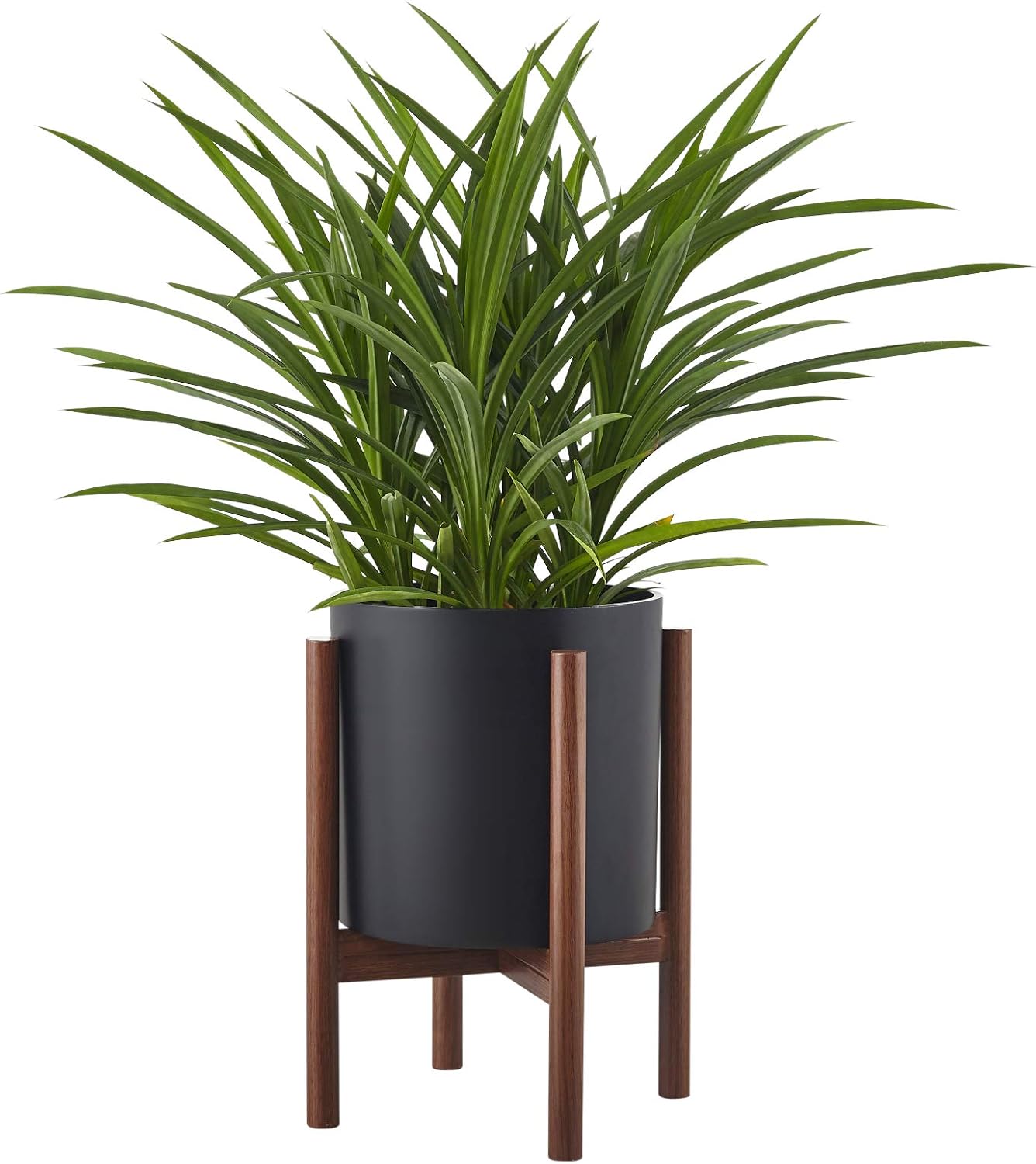 FaithLand 14 Inch Fiberstone Planter - Lightweight Modern Cylinder Plant Pot with Drainage Hole & Plug, Indoor Outdoor Use, Matte White