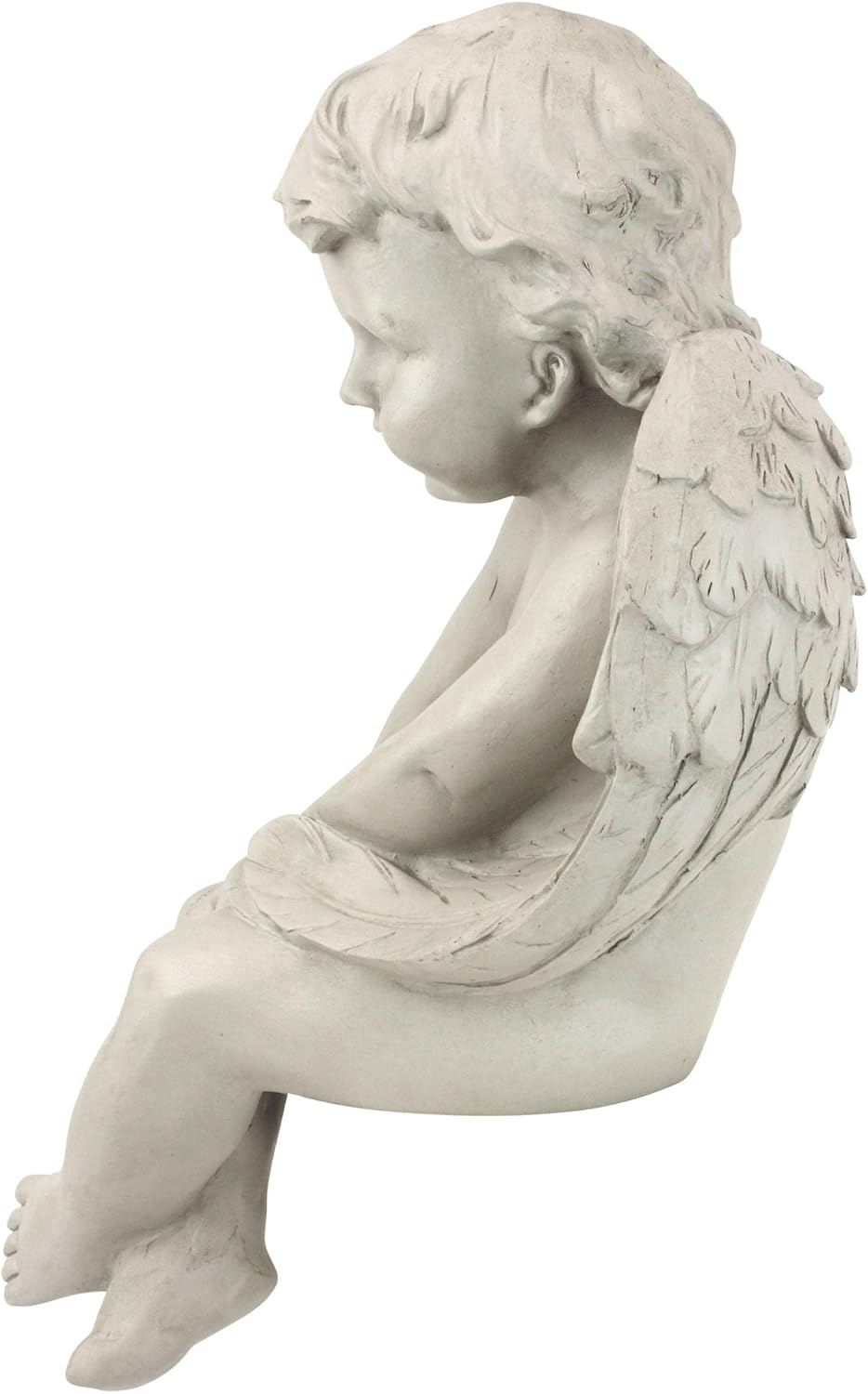 Design Toscano JE101261 Angel of Meditation Shelf Sitting Statue, 13 Inch, Polyresin, Antique Stone