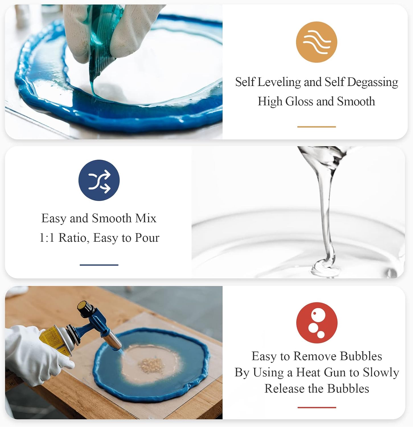 Epoxy Resin, 32OZ Epoxy Resin Crystal Clear, Not-Yellowing No-Bubble, Self Leveling Easy Pour/Mix 1:1 Casting Kit & Coating for DIY Jewelry Making