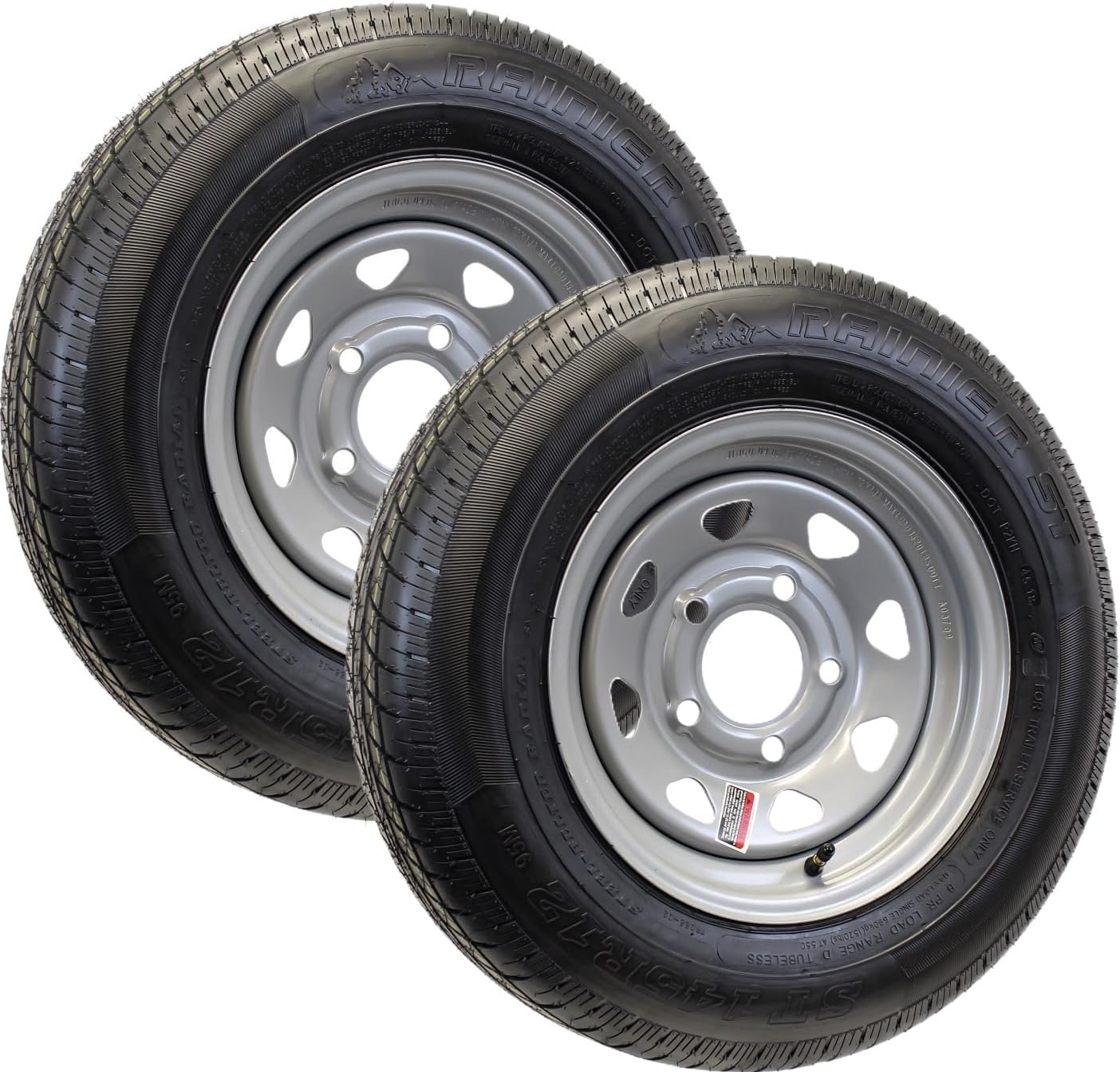 eCustomrim 2-Pack Radial Trailer Tire Rim Assembly ST145/R12 Silver 5 Lug